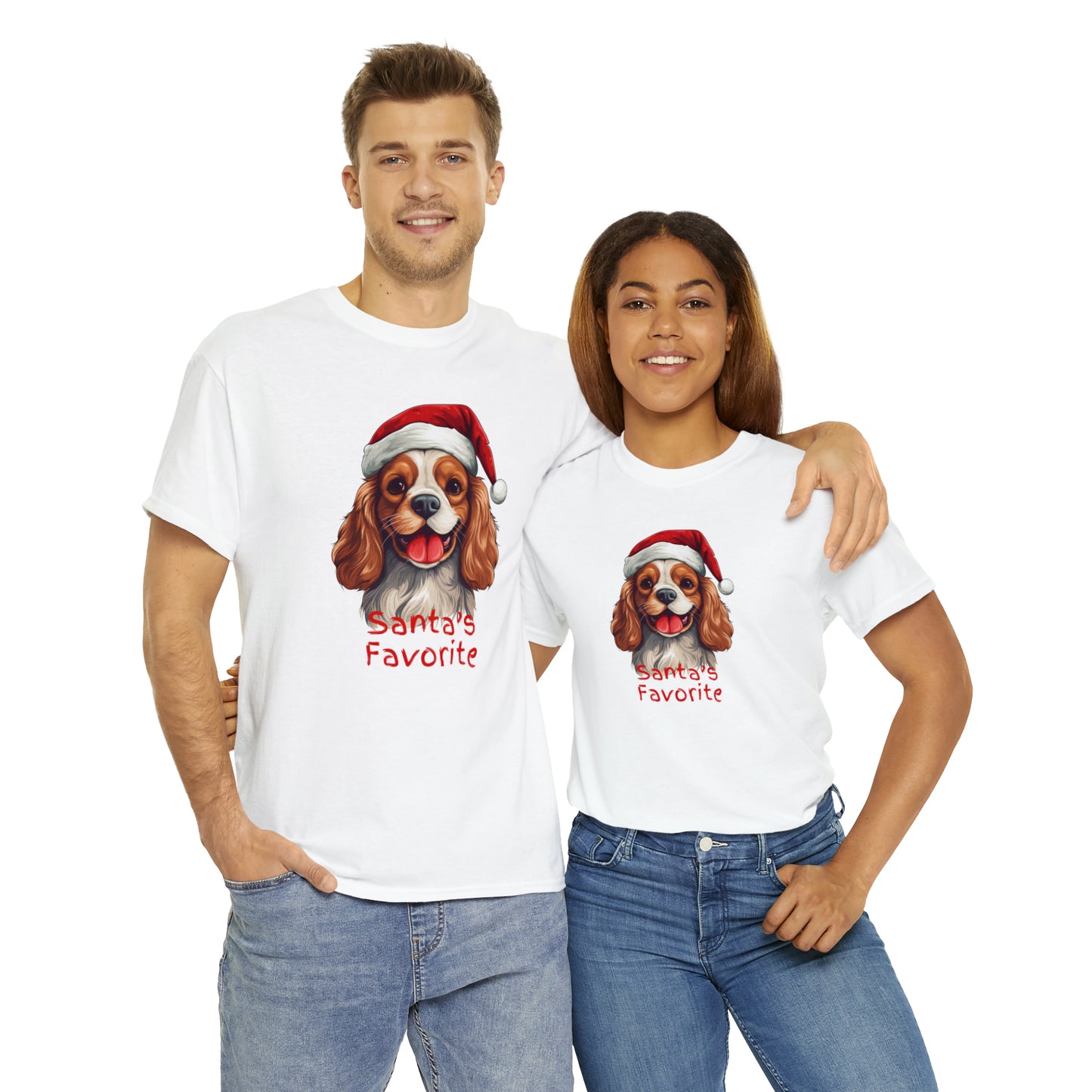 Santa's Favorite Cavalier King Charles Unisex Heavy Cotton Tee