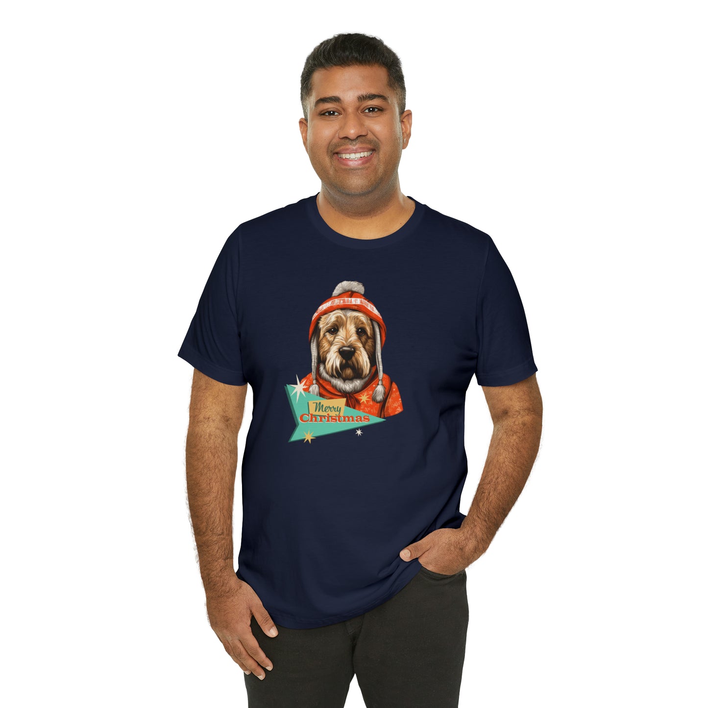 Soft Coated Wheaten Terrier Retro Merry Christmas Unisex Jersey Short Sleeve Tee