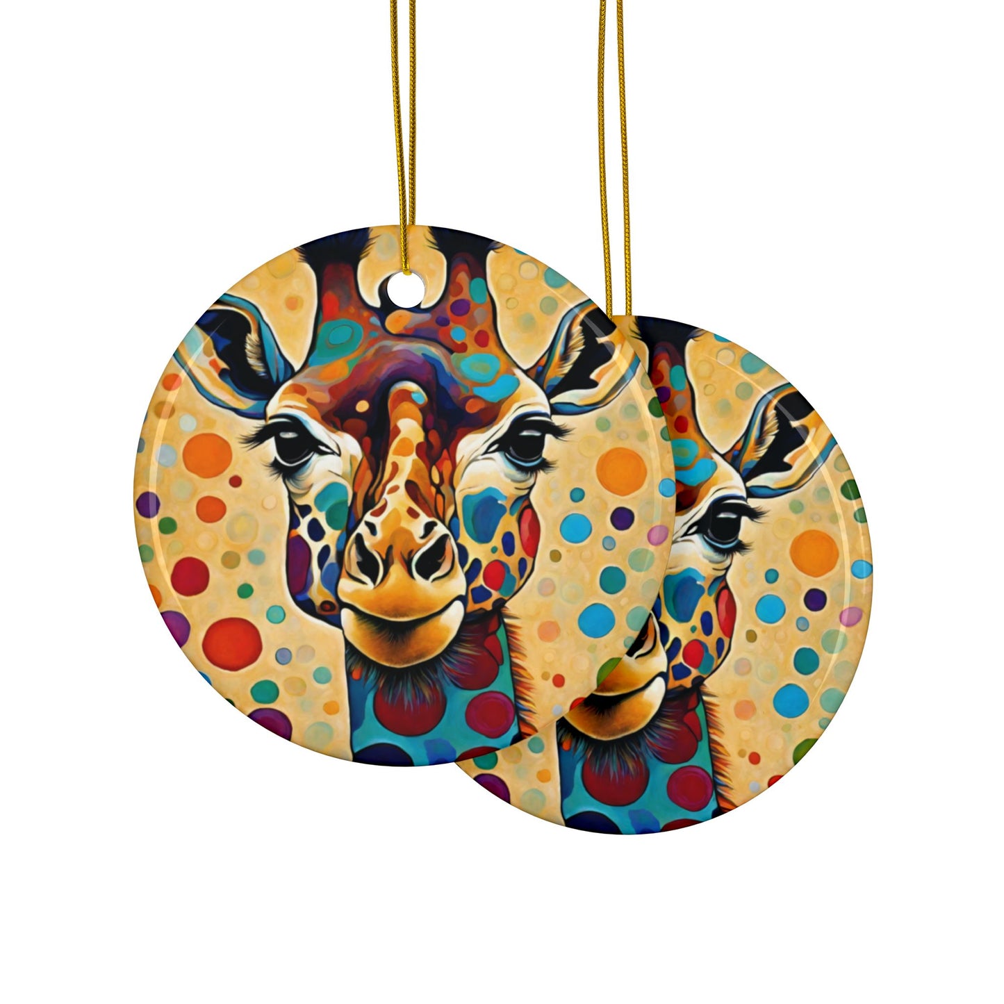 Giraffe 3" Ceramic Ornaments, 2-Side Print, (1pc, 10pcs)