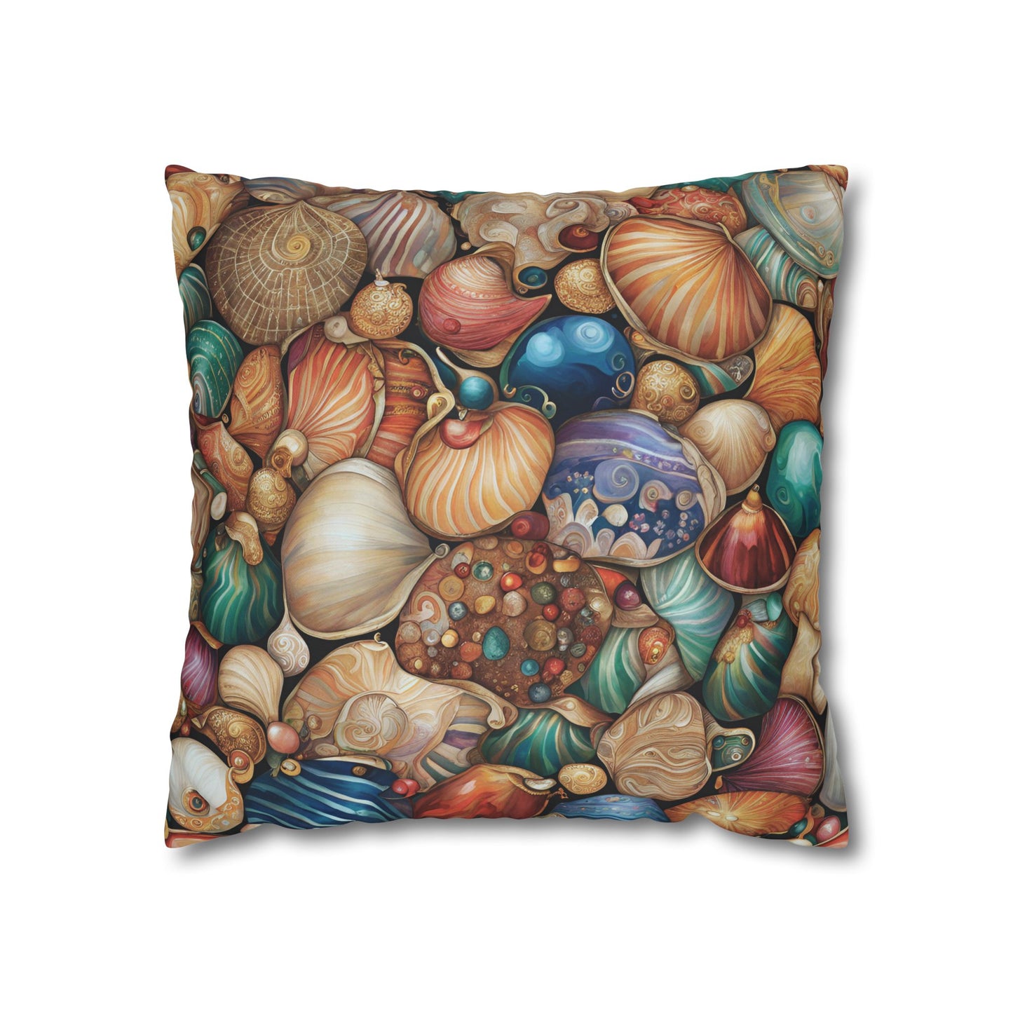 All the Seashells Square Poly Canvas Pillowcase