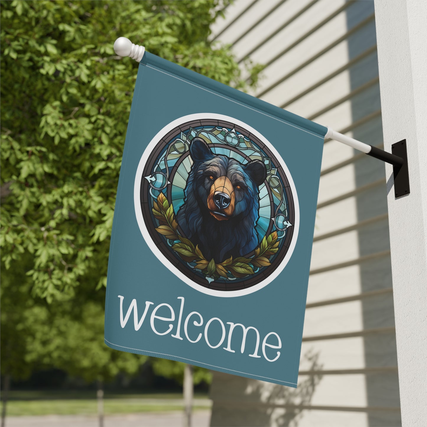 Black Bear Welcome 2-Sided Garden & House Flag/Banner