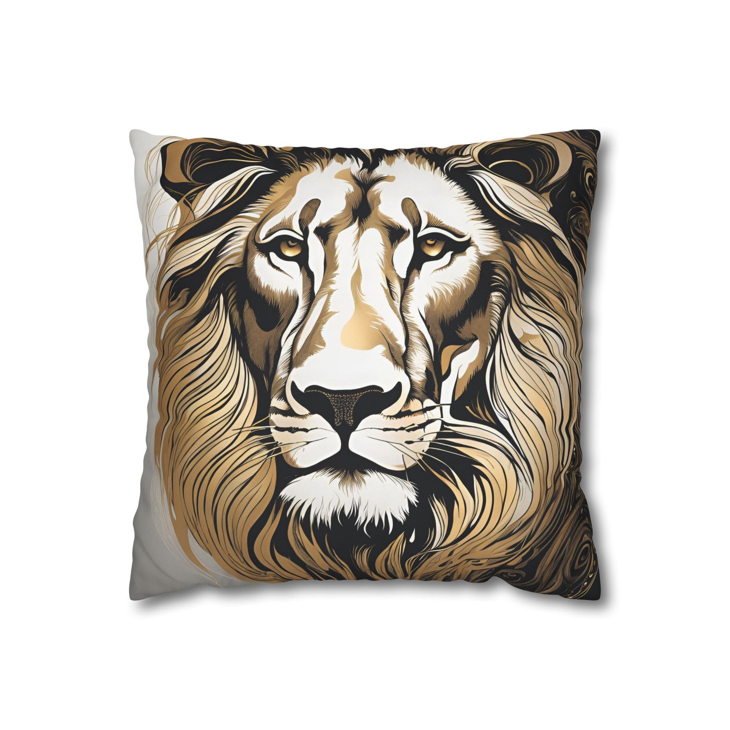 Lion Square Poly Canvas Pillowcase