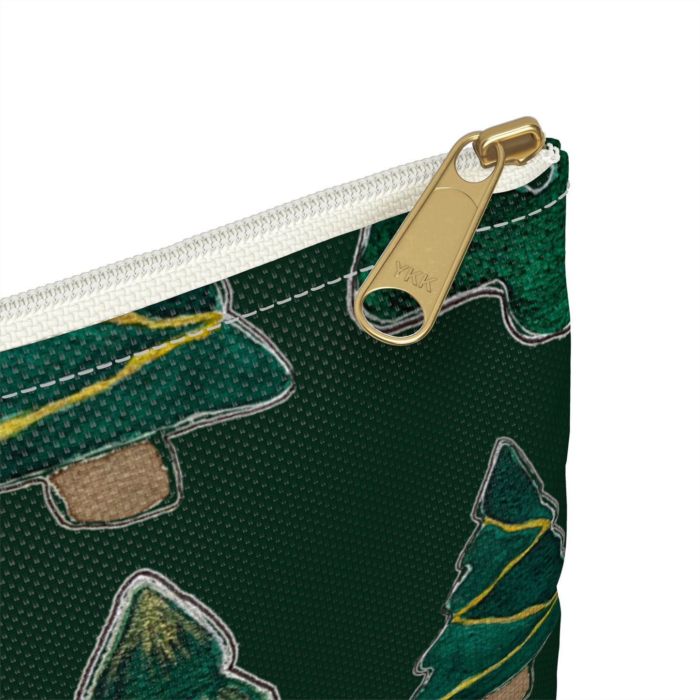 Christmas Tree Cutouts on Green Accessory Pouch