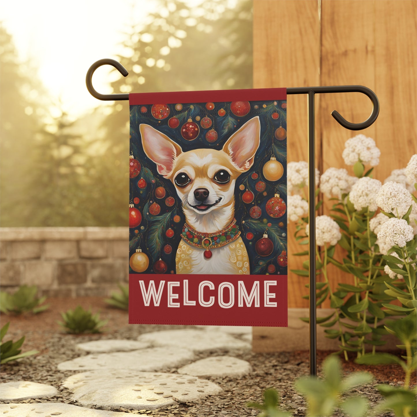 Chihuahua Christmas Welcome 2-Sided Garden & House Flag/Banner