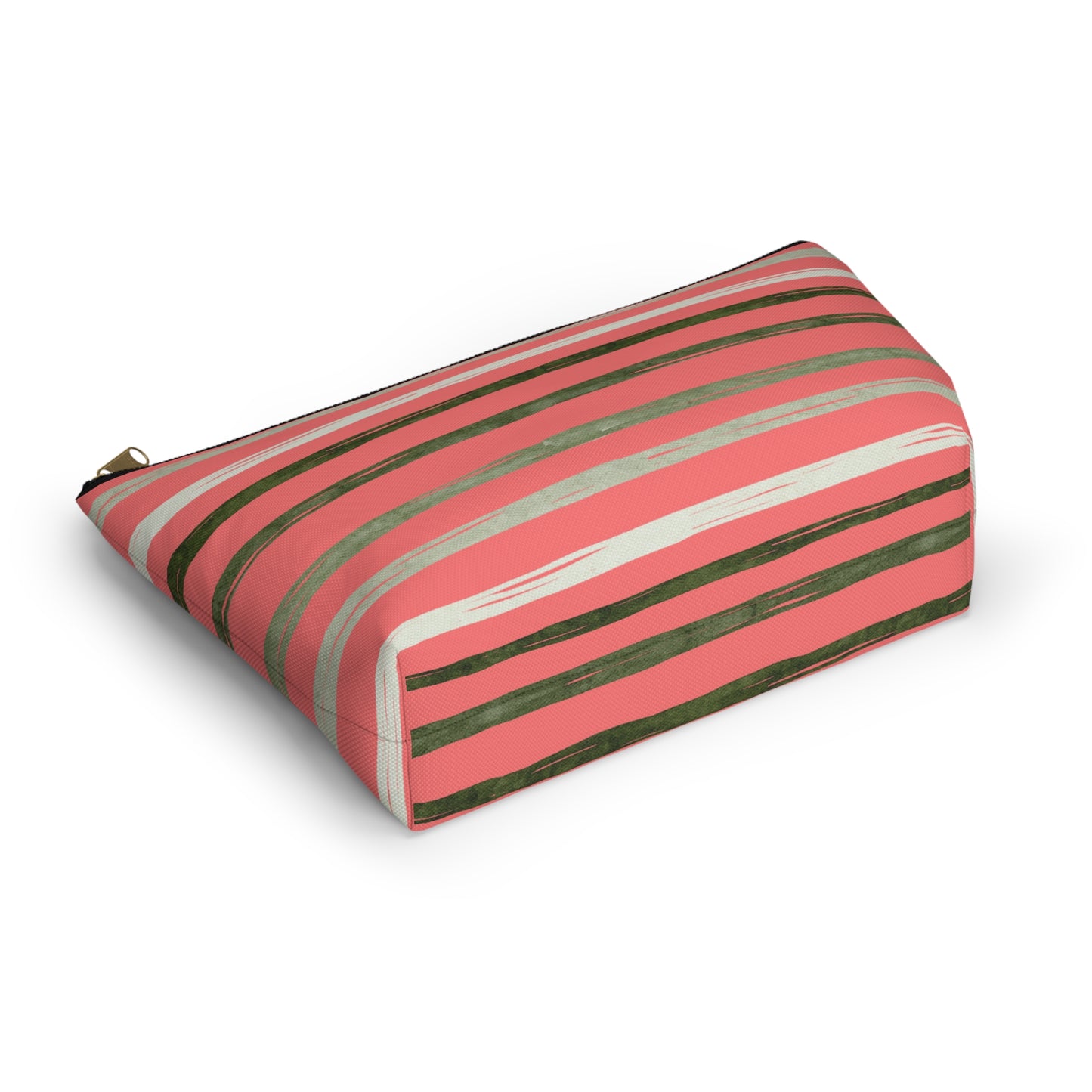 Utah Green stripes on Melon fashion makeup Accessory Pouch w T-bottom