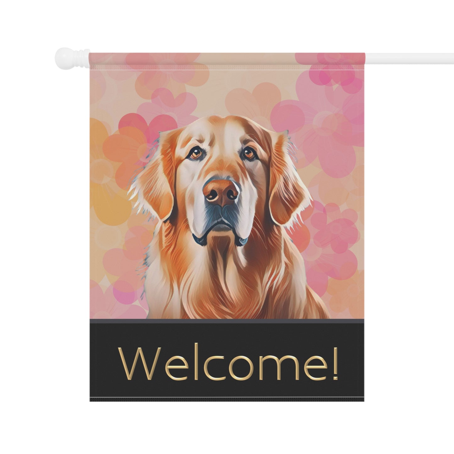 Golden Retriever Floral Welcome 2-Sided Garden & House Flag/Banner