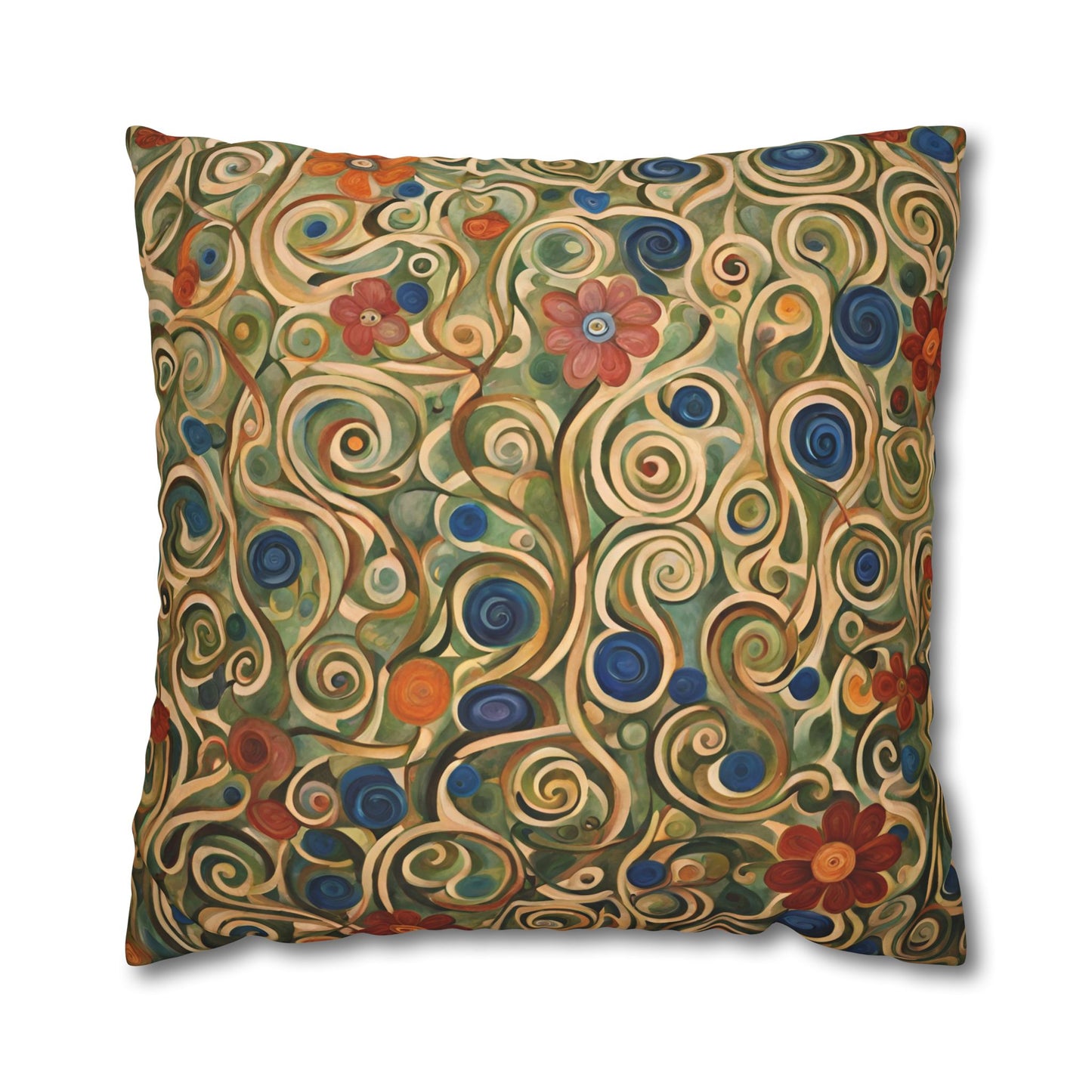 Felicity Abstract Floral Square Poly Canvas Pillowcase