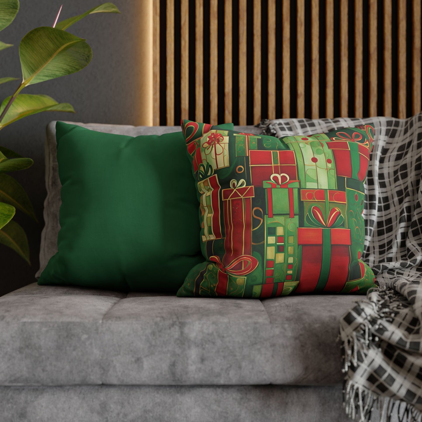 Holiday Gifts Square Poly Canvas Pillowcase