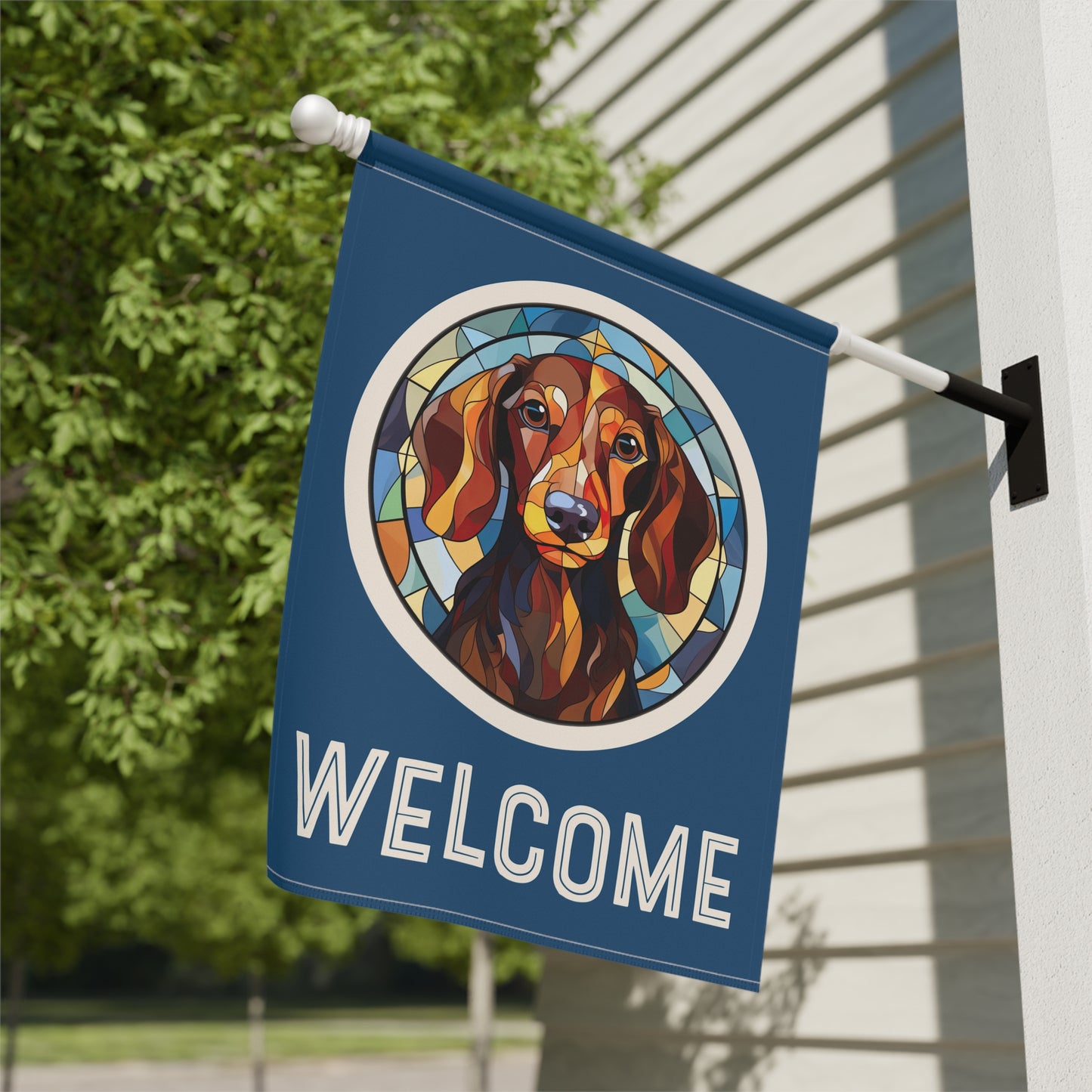 Dachshund Welcome 2-Sided Garden & House Flag/Banner