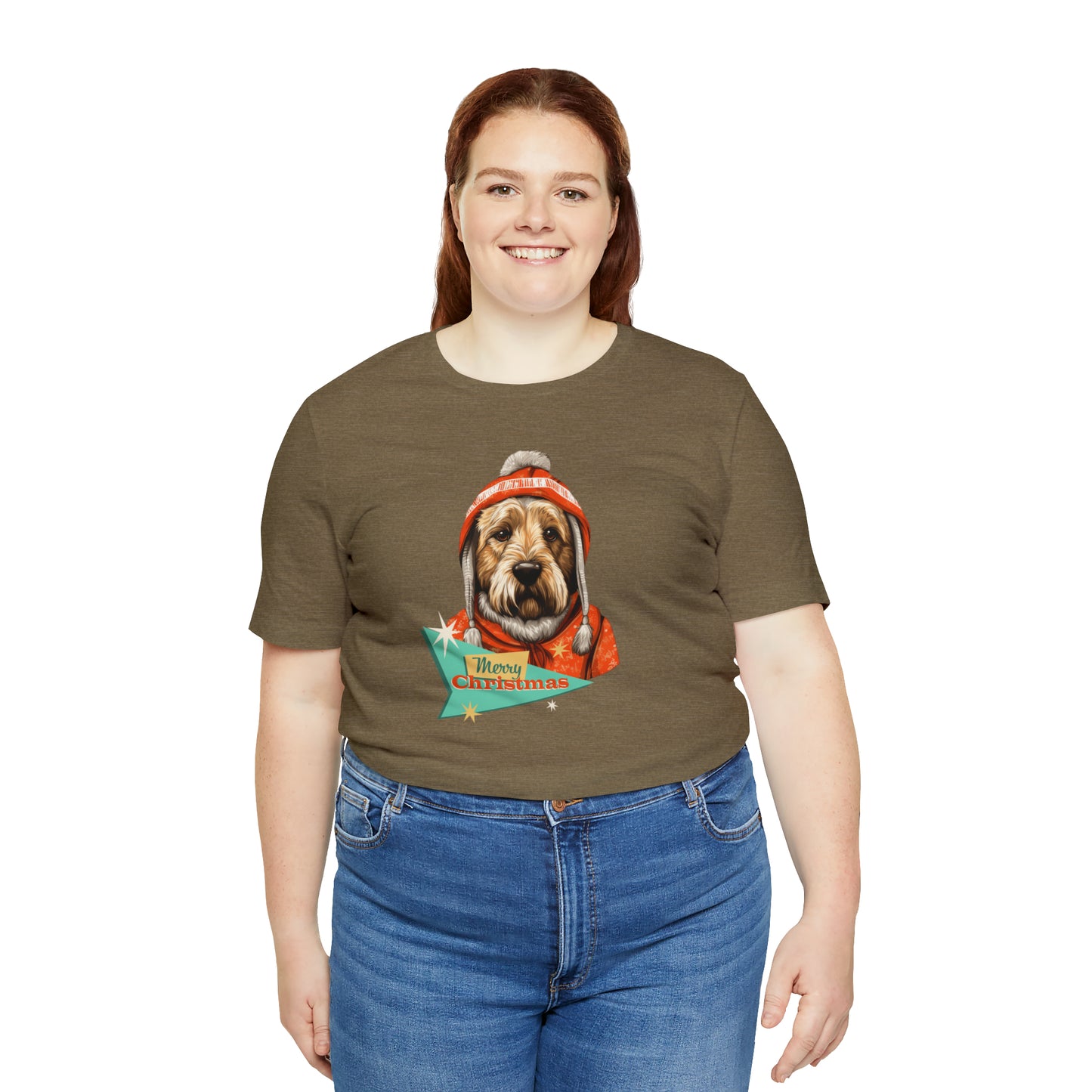 Soft Coated Wheaten Terrier Retro Merry Christmas Unisex Jersey Short Sleeve Tee