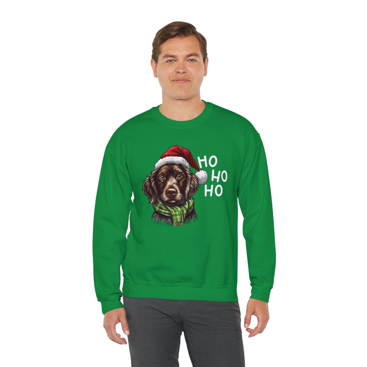 Ho Ho Ho Ready For Christmas Cute Dog Unisex Heavy Blend™ Crewneck Sweatshirt