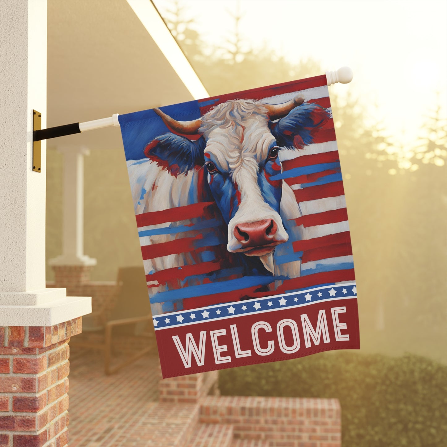 All American Cow Welcome 2-Sided Garden & House Flag/Banner