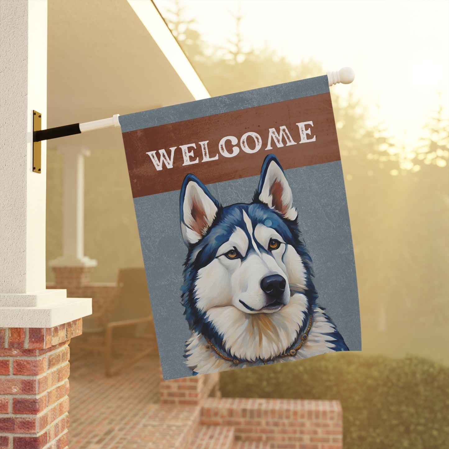 Siberian Husky Welcome 2-Sided Garden & House Flag/Banner