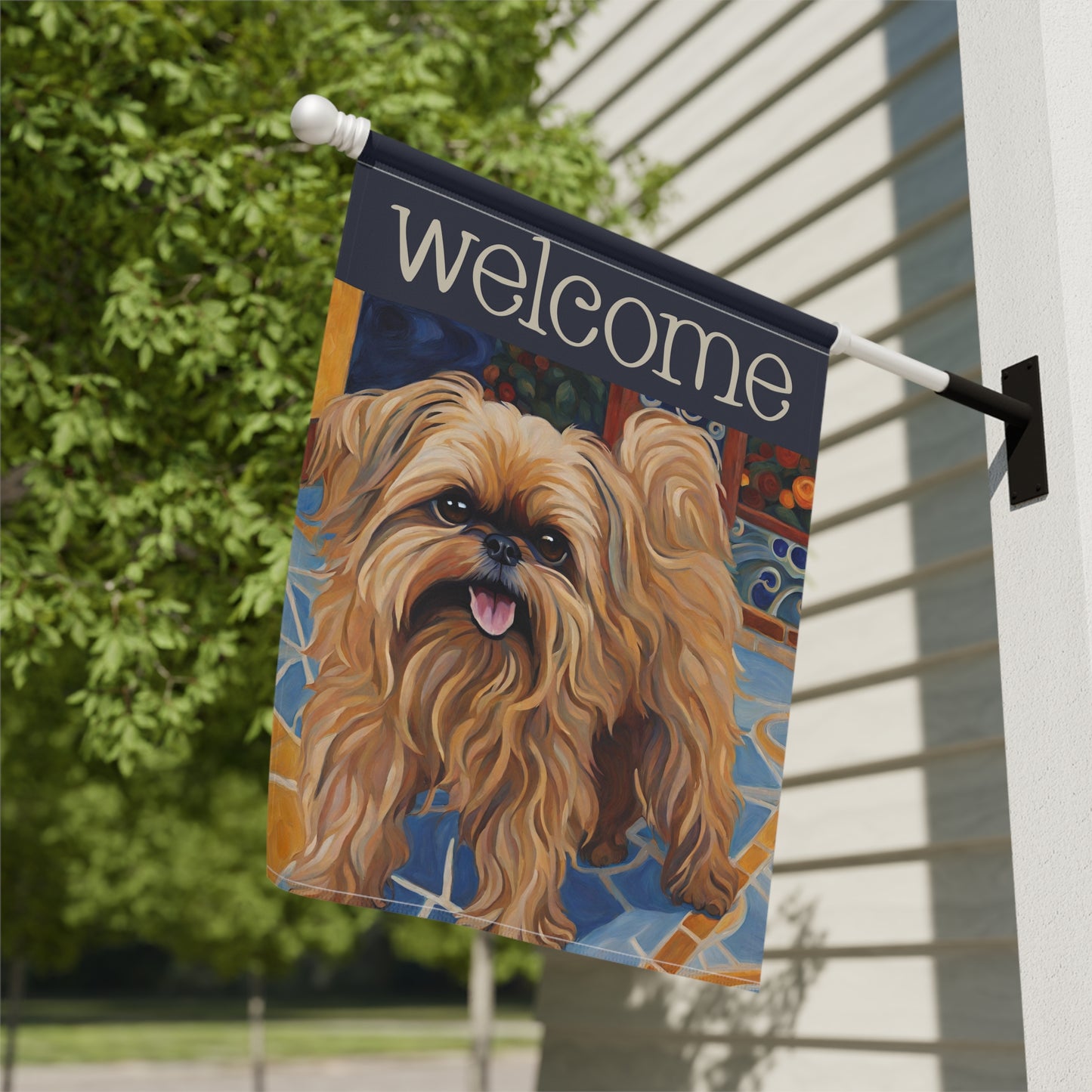 Brussels Griffon Welcome 2-Sided Garden & House Flag/Banner