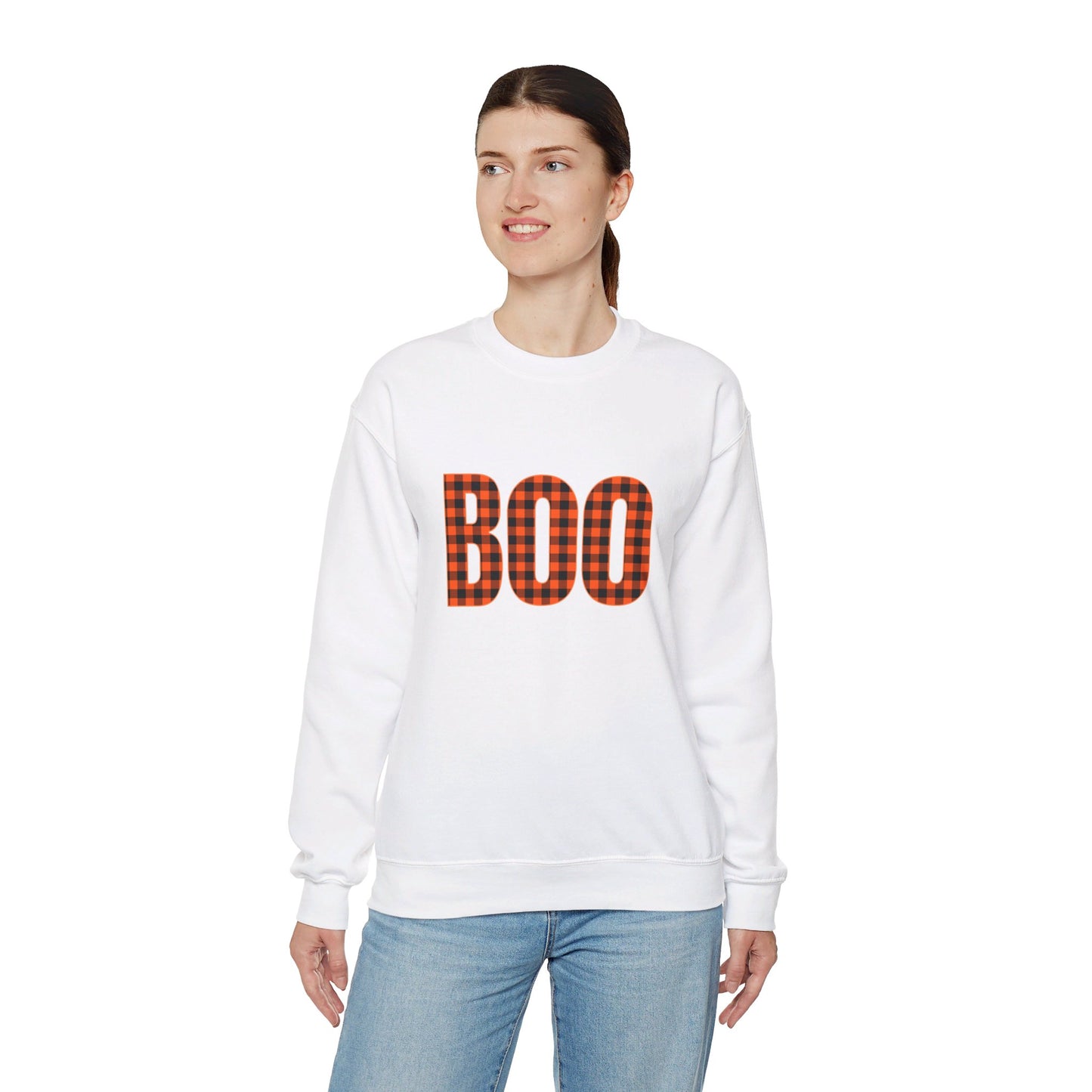 Halloween Plaid BOO Unisex Heavy Blend™ Crewneck Sweatshirt