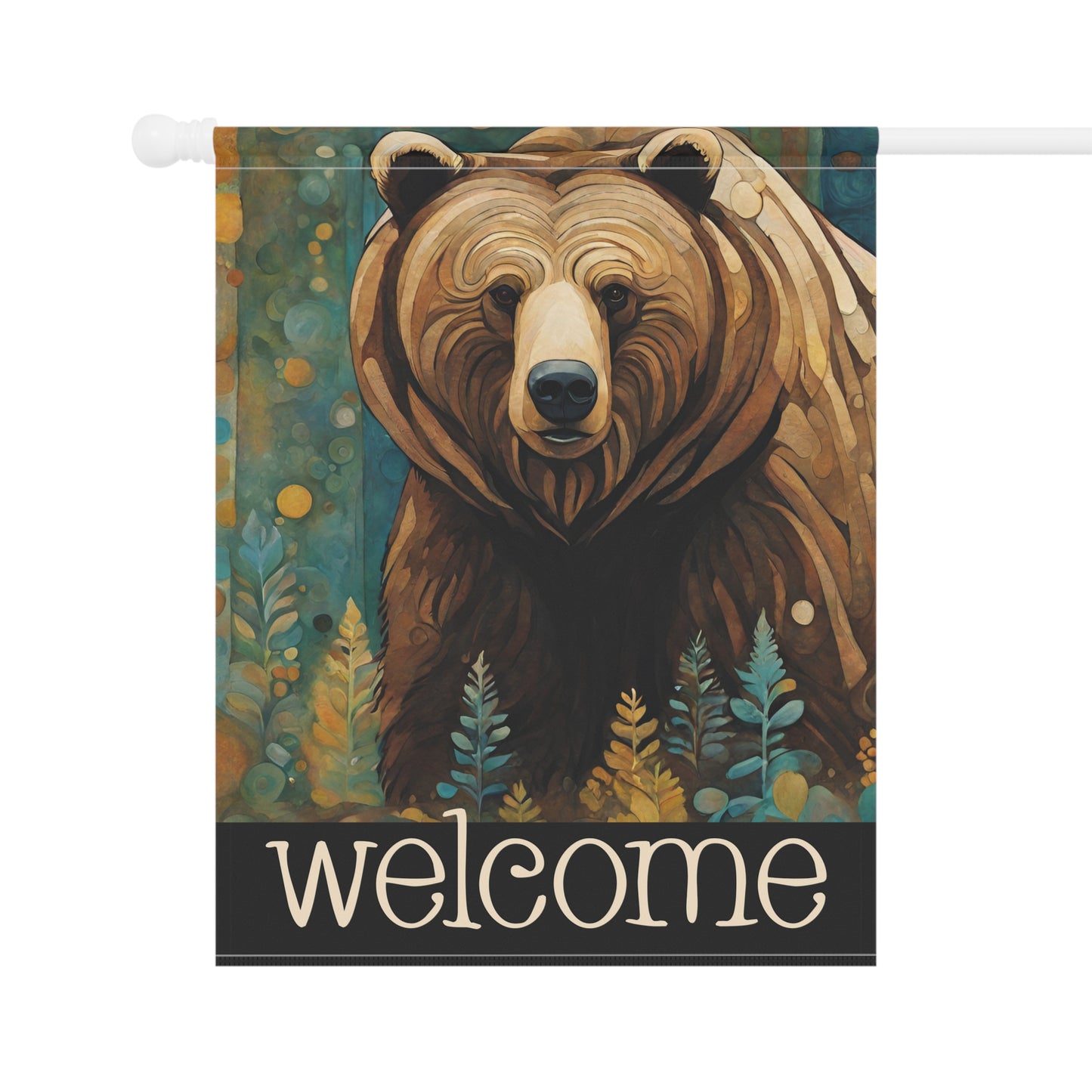 Mountain Forest Grizzly Welcome 2-Sided Garden & House Flag/Banner