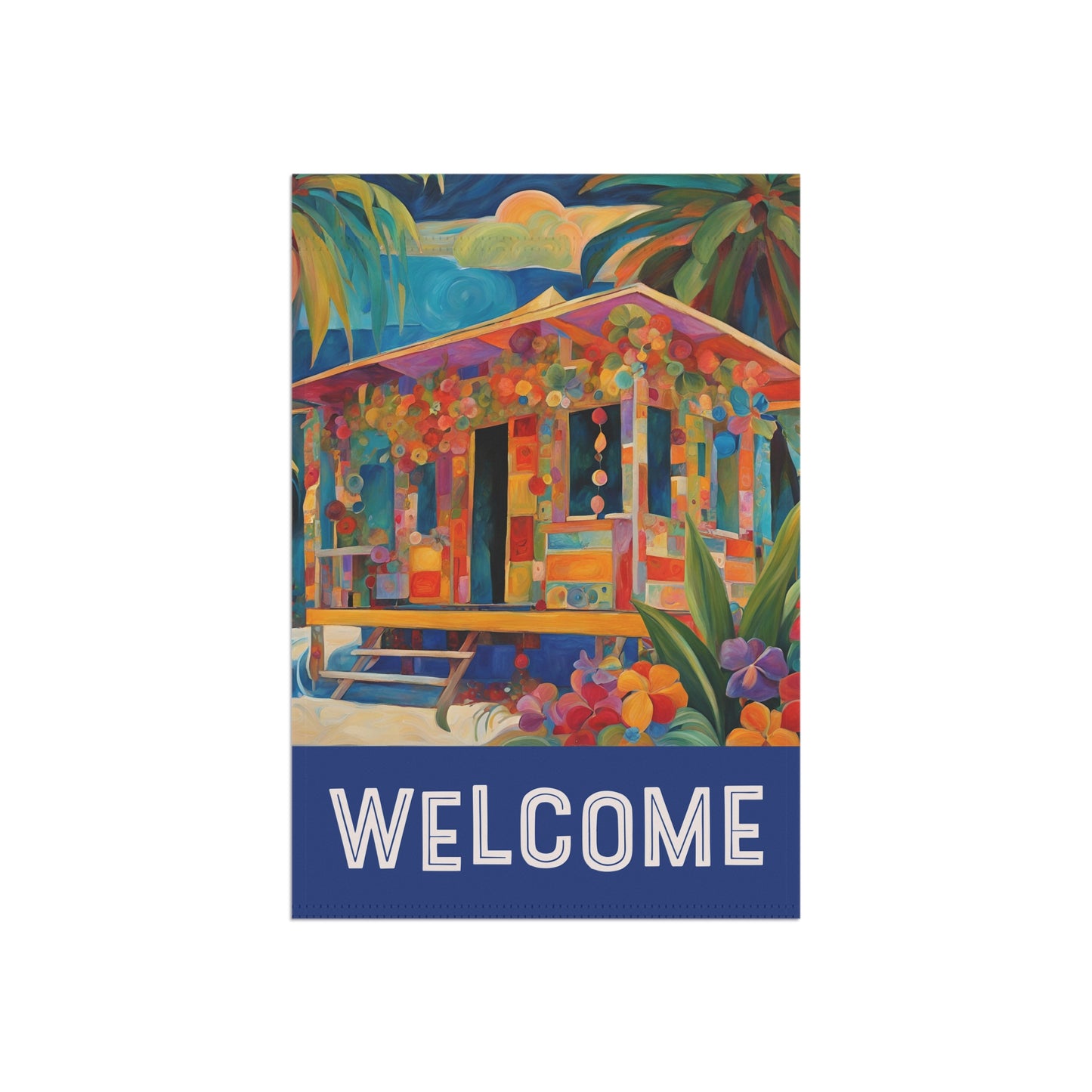 Tropical Hideout Welcome 2-Sided Garden & House Flag/Banner