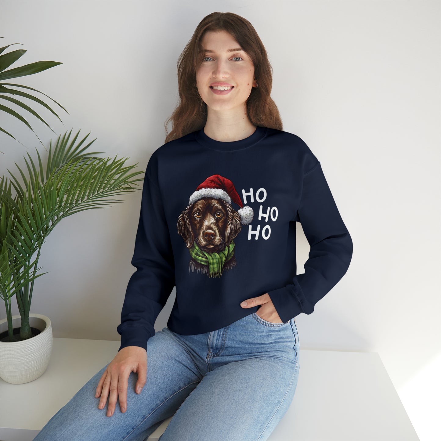 Ho Ho Ho Ready For Christmas Cute Dog Unisex Heavy Blend™ Crewneck Sweatshirt