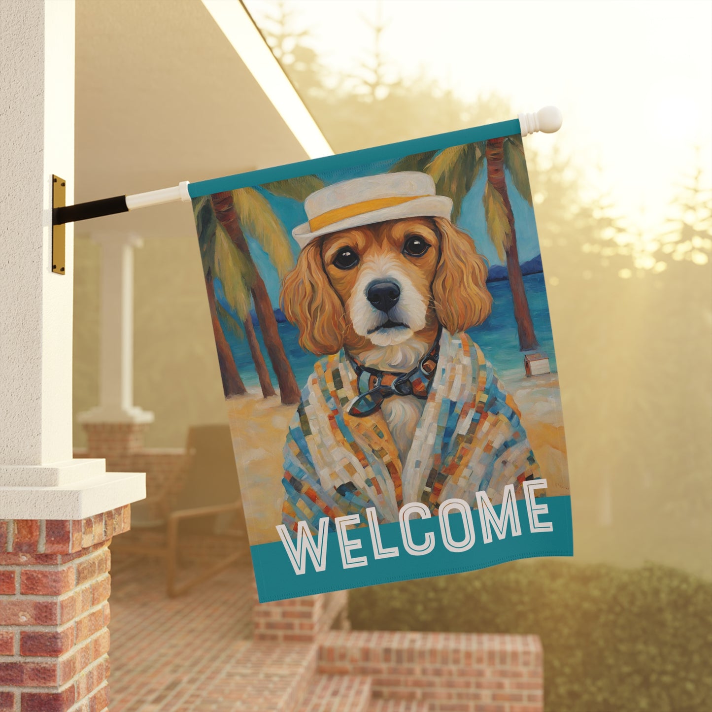 Beach Dog Welcome 2-Sided Garden & House Flag/Banner