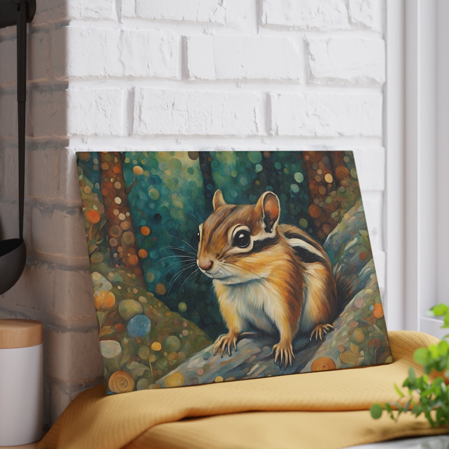 Mountain Forest Chipmunk Tempered Glass Cutting Board