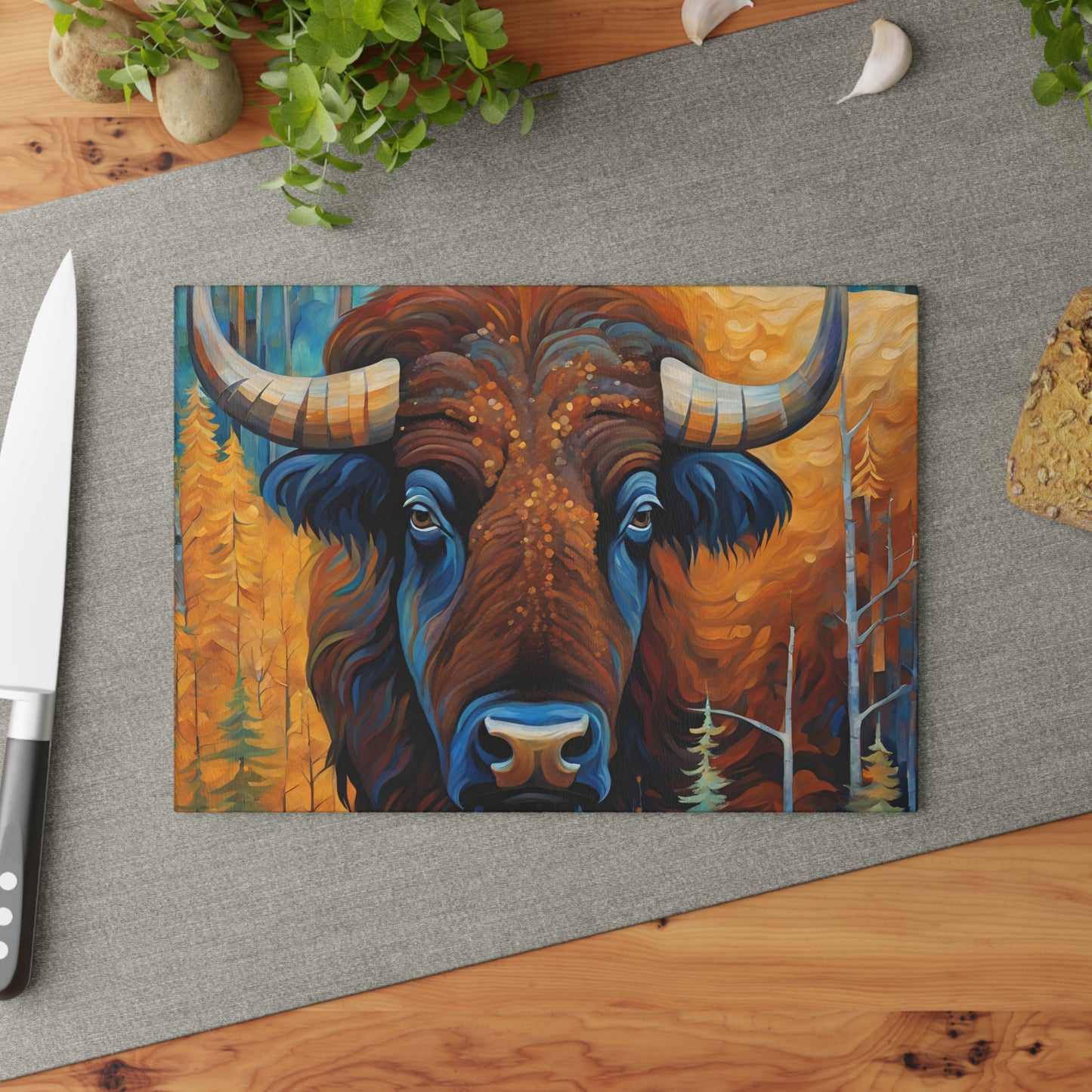 Rocky Mountain Bison Tempered Glass Cutting Board