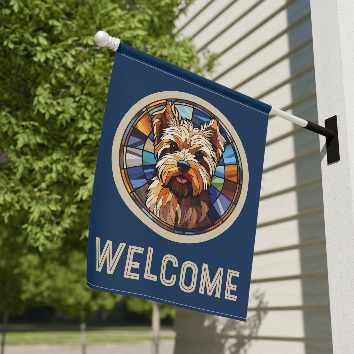 Biewer Terrier Welcome 2-Sided Garden & House Flag/Banner