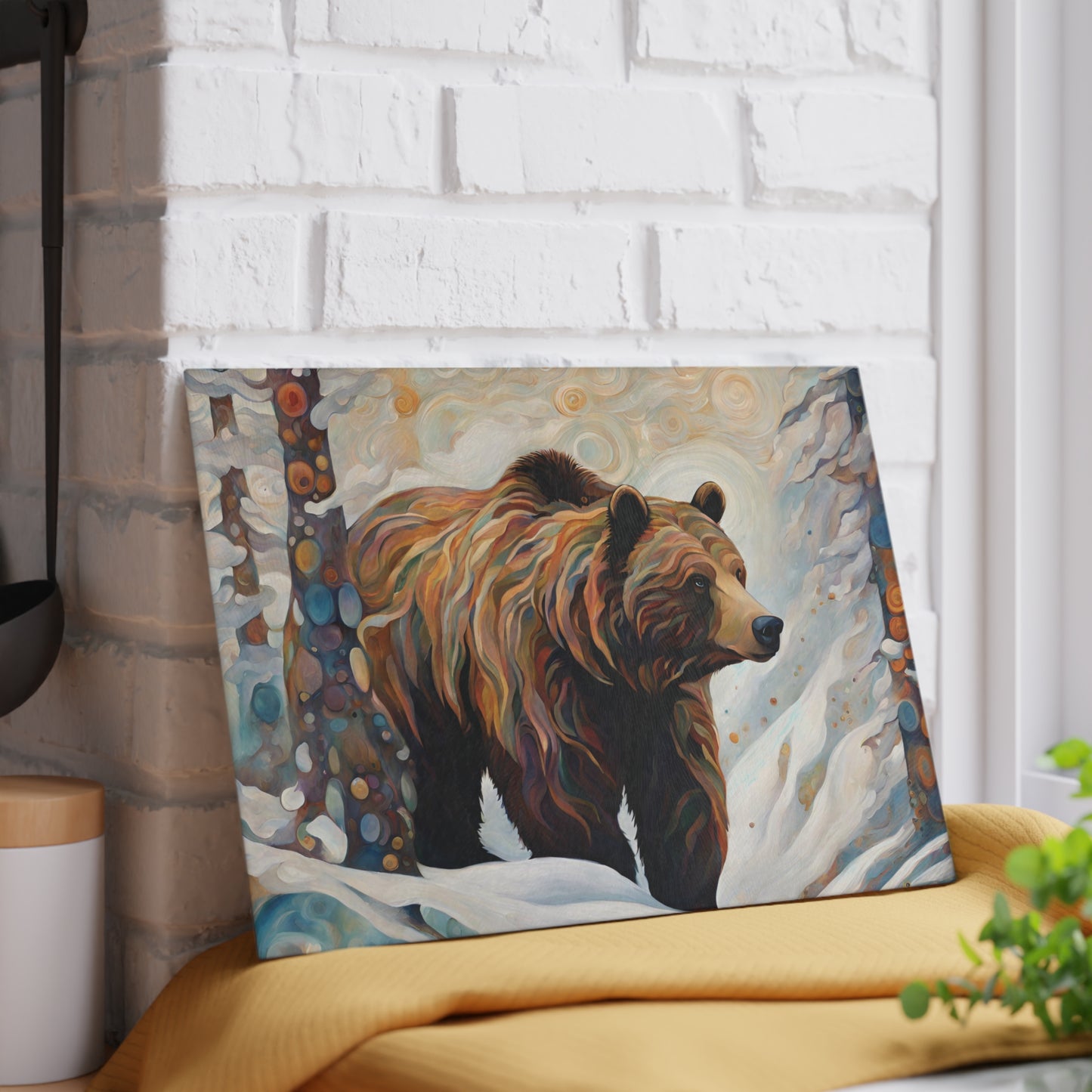 Winter Grizzly Tempered Glass Cutting Board