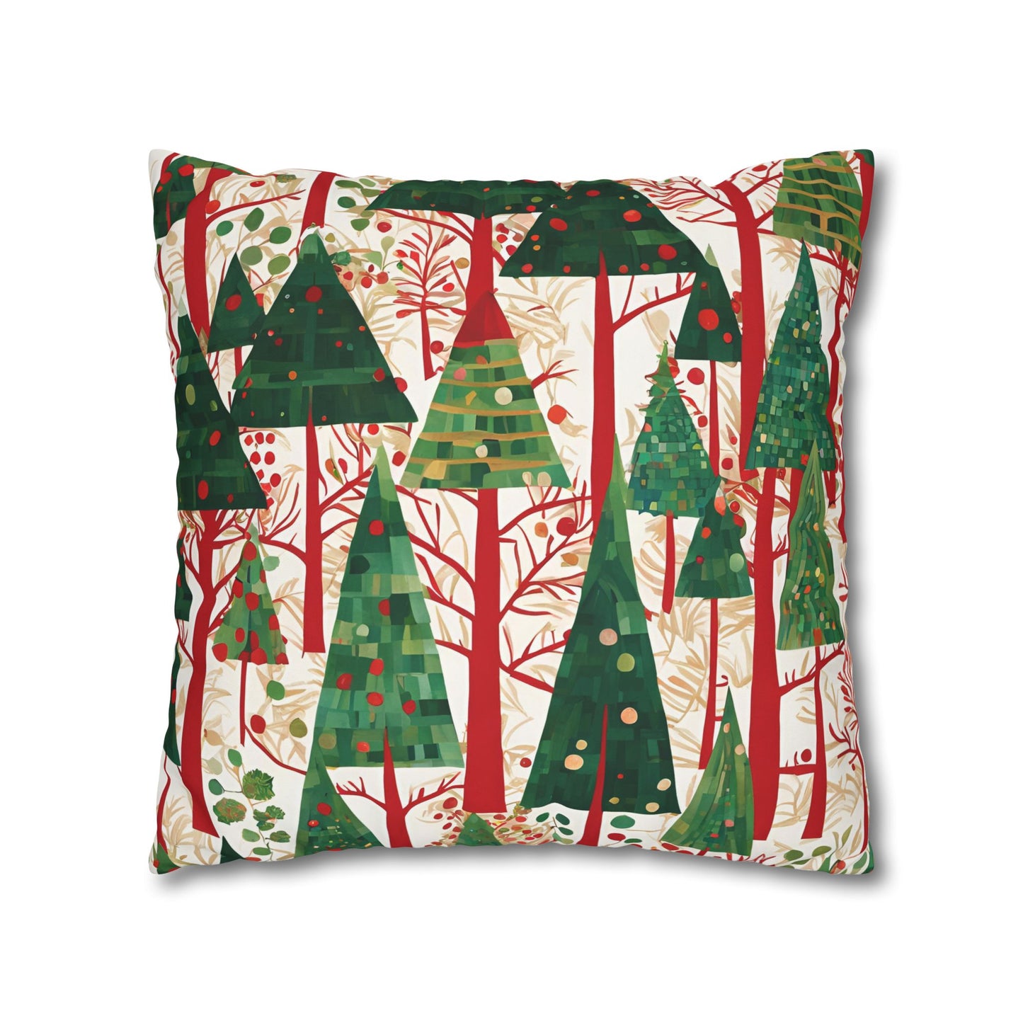 Modern Christmas Trees Square Poly Canvas Pillowcase