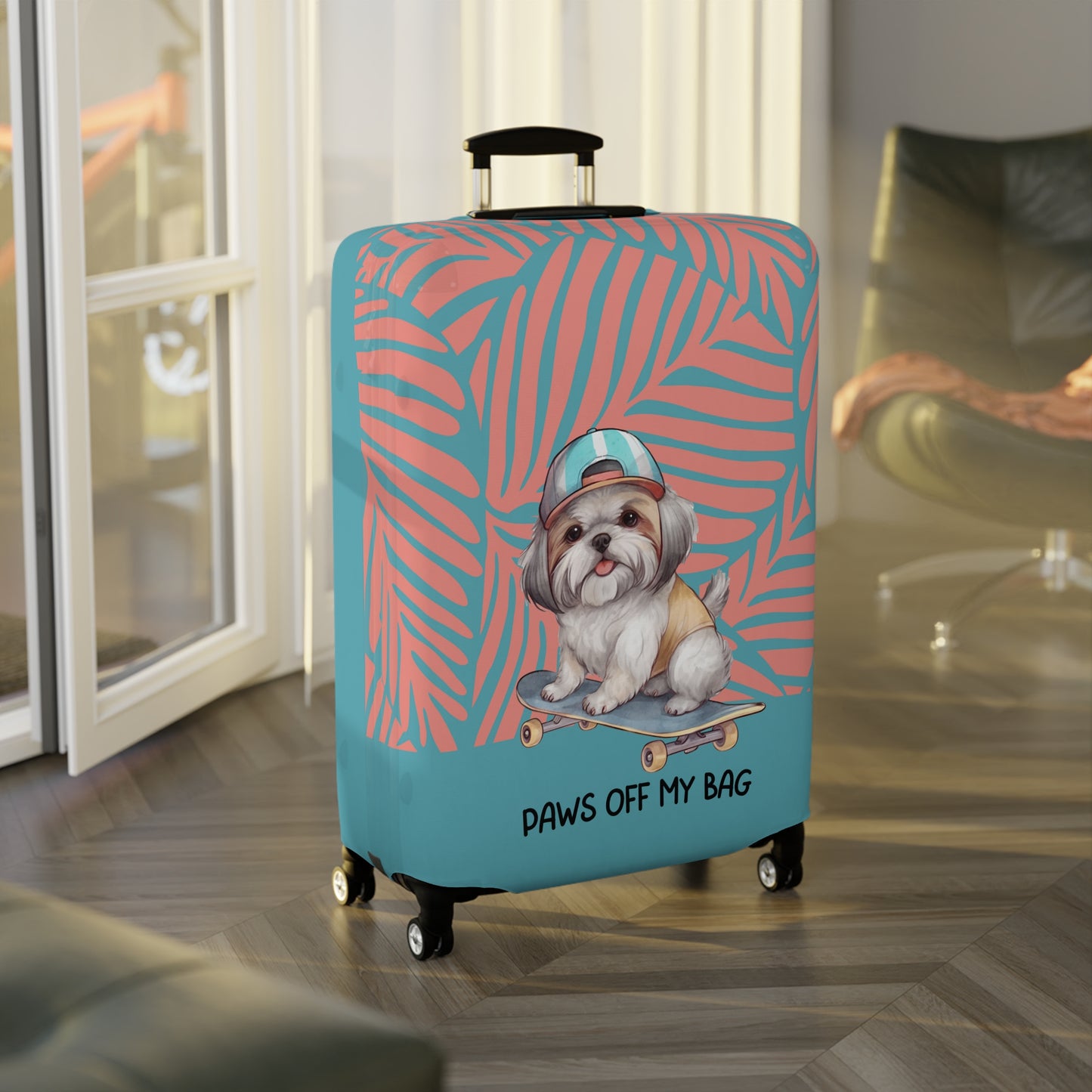 Shih Tzu on Skateboard Paws Off My Bag Luggage Cover