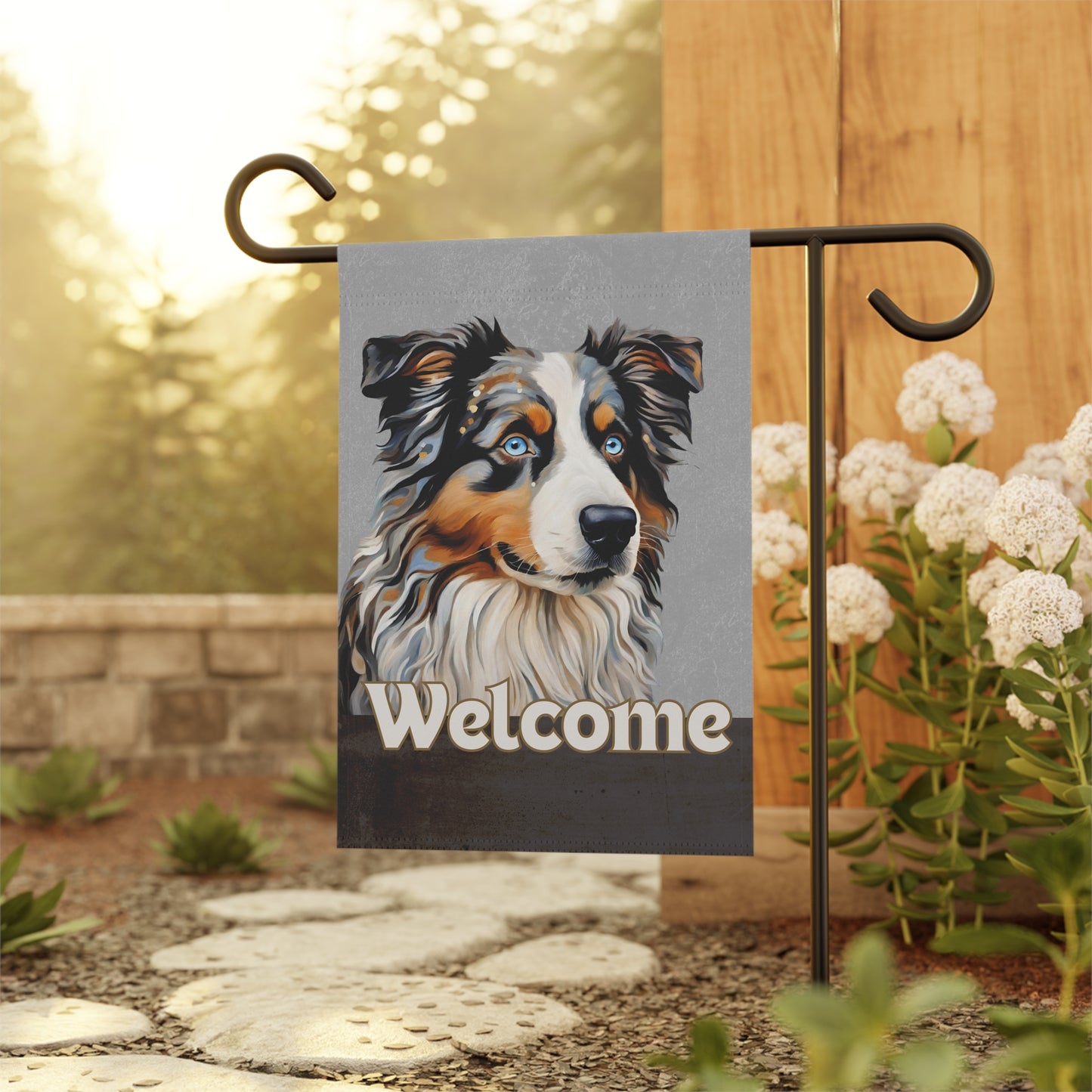 Australian Shepherd Welcome 2-Sided Garden & House Flag/Banner