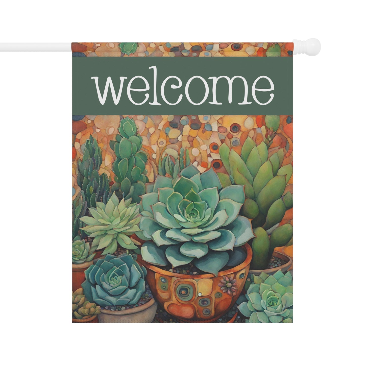 Succulents Welcome 2-Sided Garden & House Flag/Banner