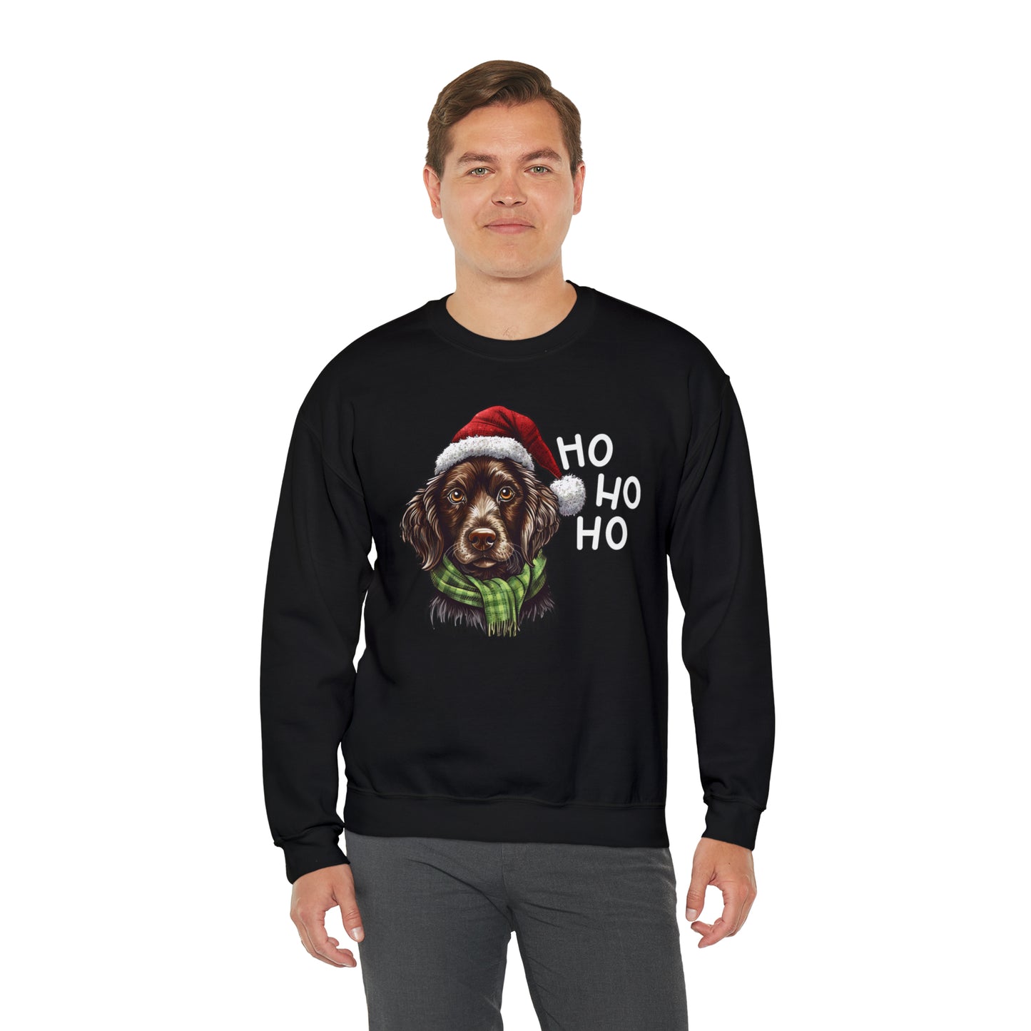 Ho Ho Ho Ready For Christmas Cute Dog Unisex Heavy Blend™ Crewneck Sweatshirt