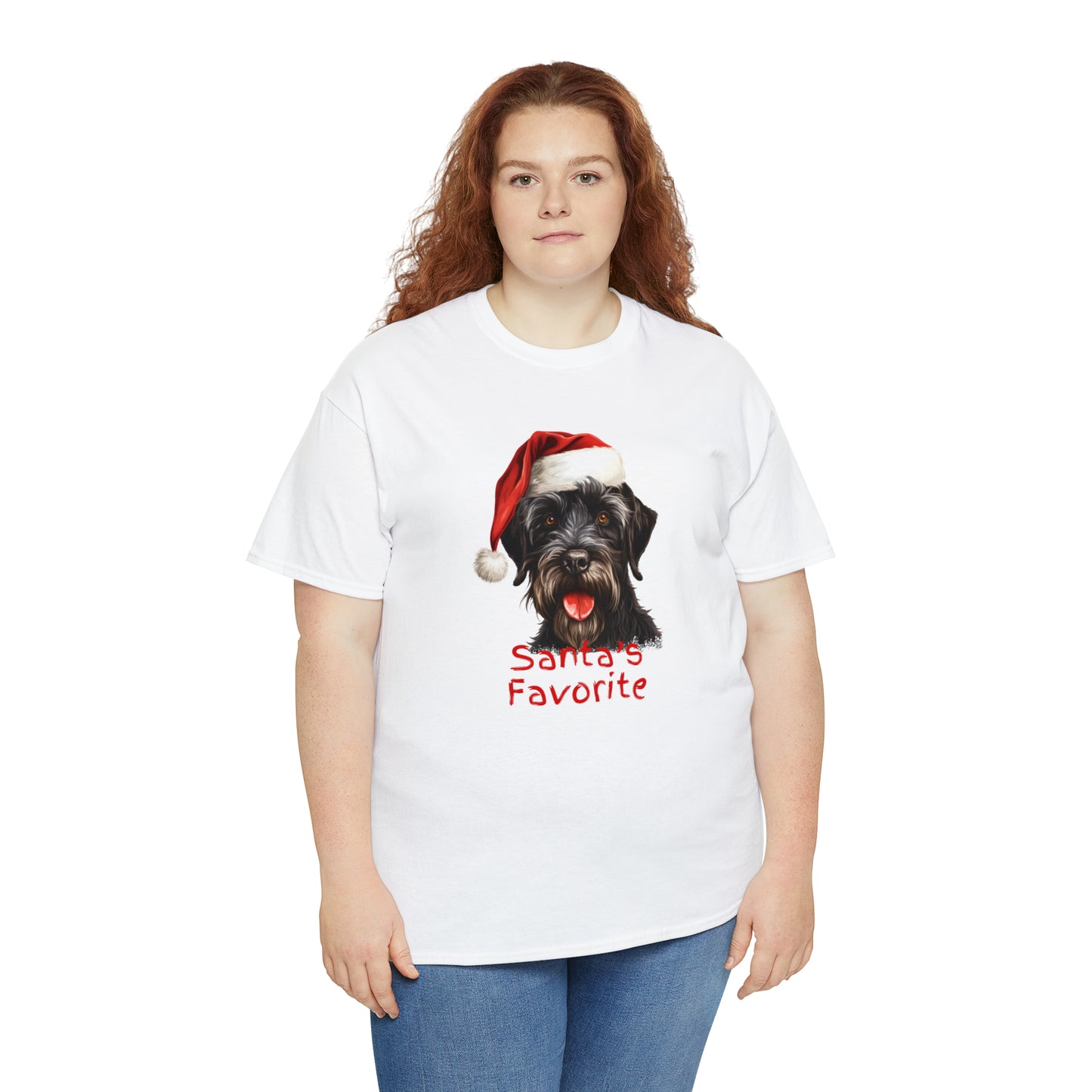 Santa's Favorite Giant Schnauzer Unisex Heavy Cotton Tee