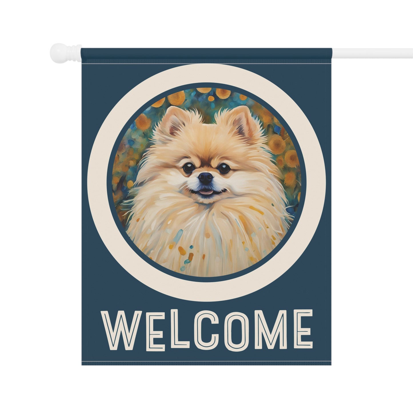 Pomeranian Welcome 2-Sided Garden & House Flag/Banner