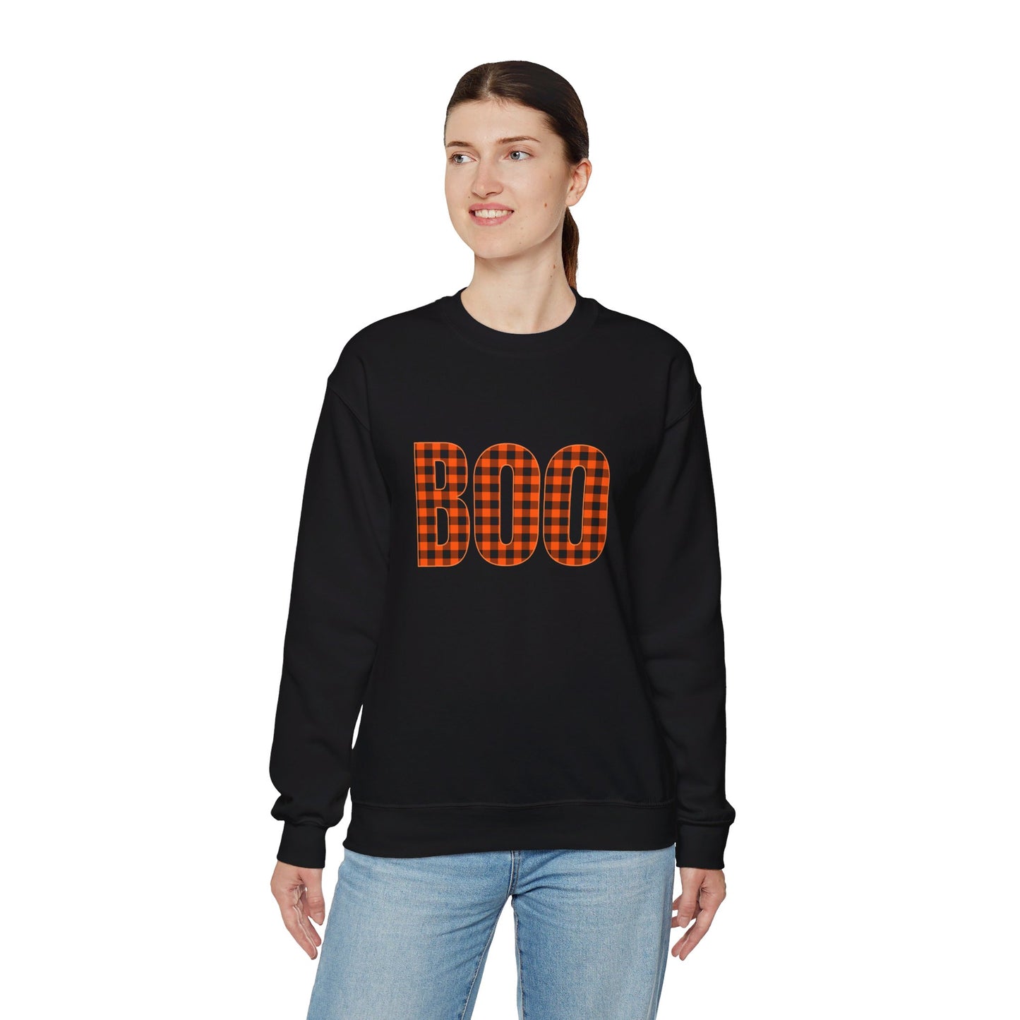 Halloween Plaid BOO Unisex Heavy Blend™ Crewneck Sweatshirt