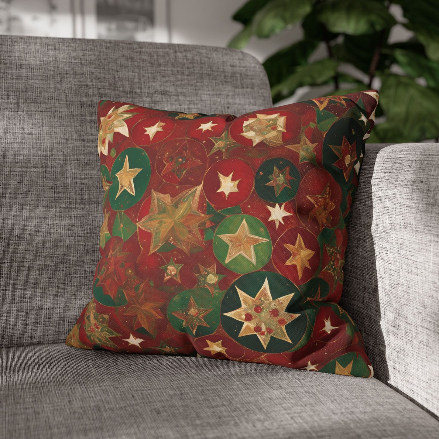 Holidaze Starz Square Poly Canvas Pillowcase