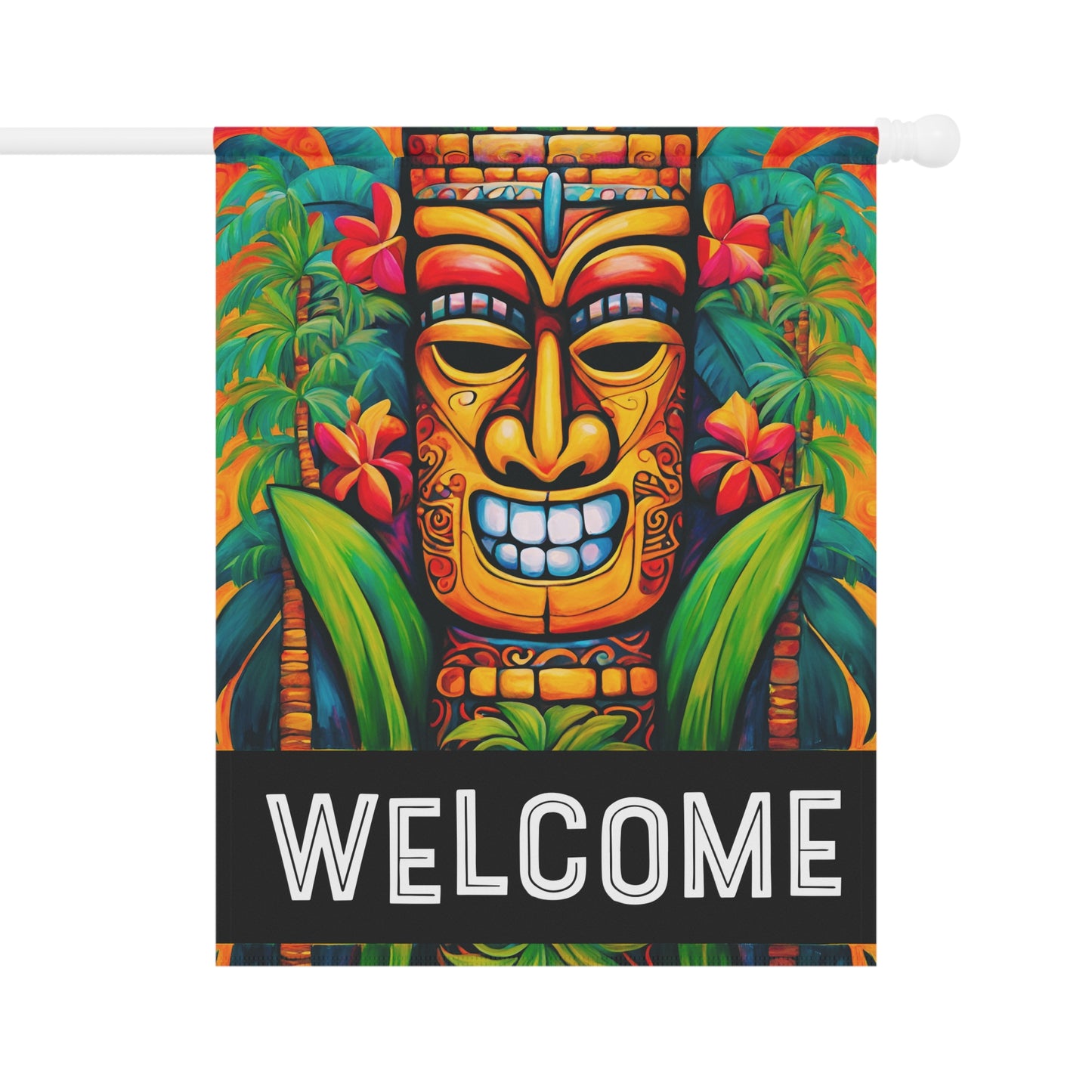 Tiki Tom Welcome 2-Sided Garden & House Flag/Banner