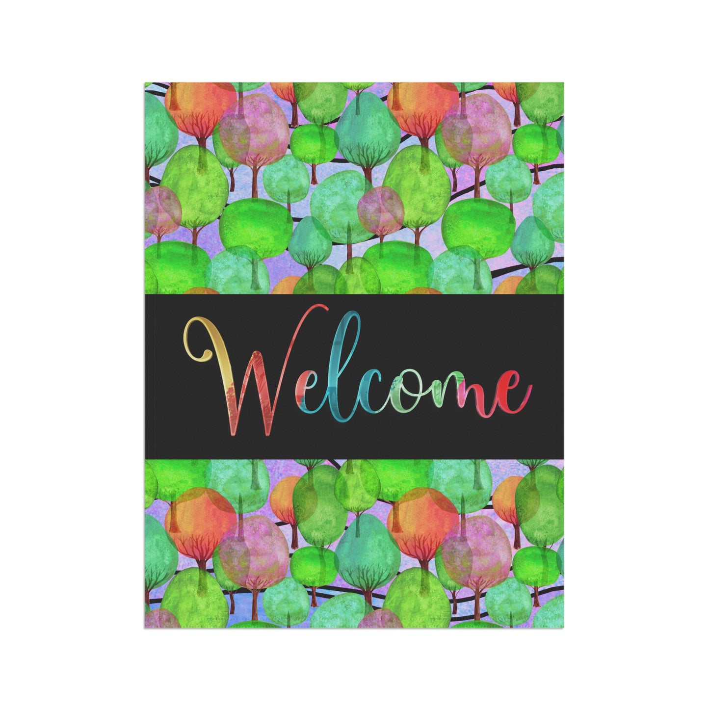 Lollipop Trees Forest Welcome 2-Sided Garden & House Flag/Banner