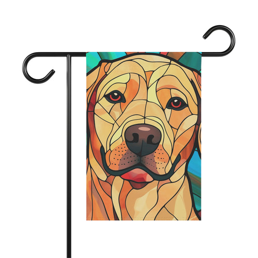 Yellow Labrador Face Stained Glass 2-Sided Garden & House Flag/Banner