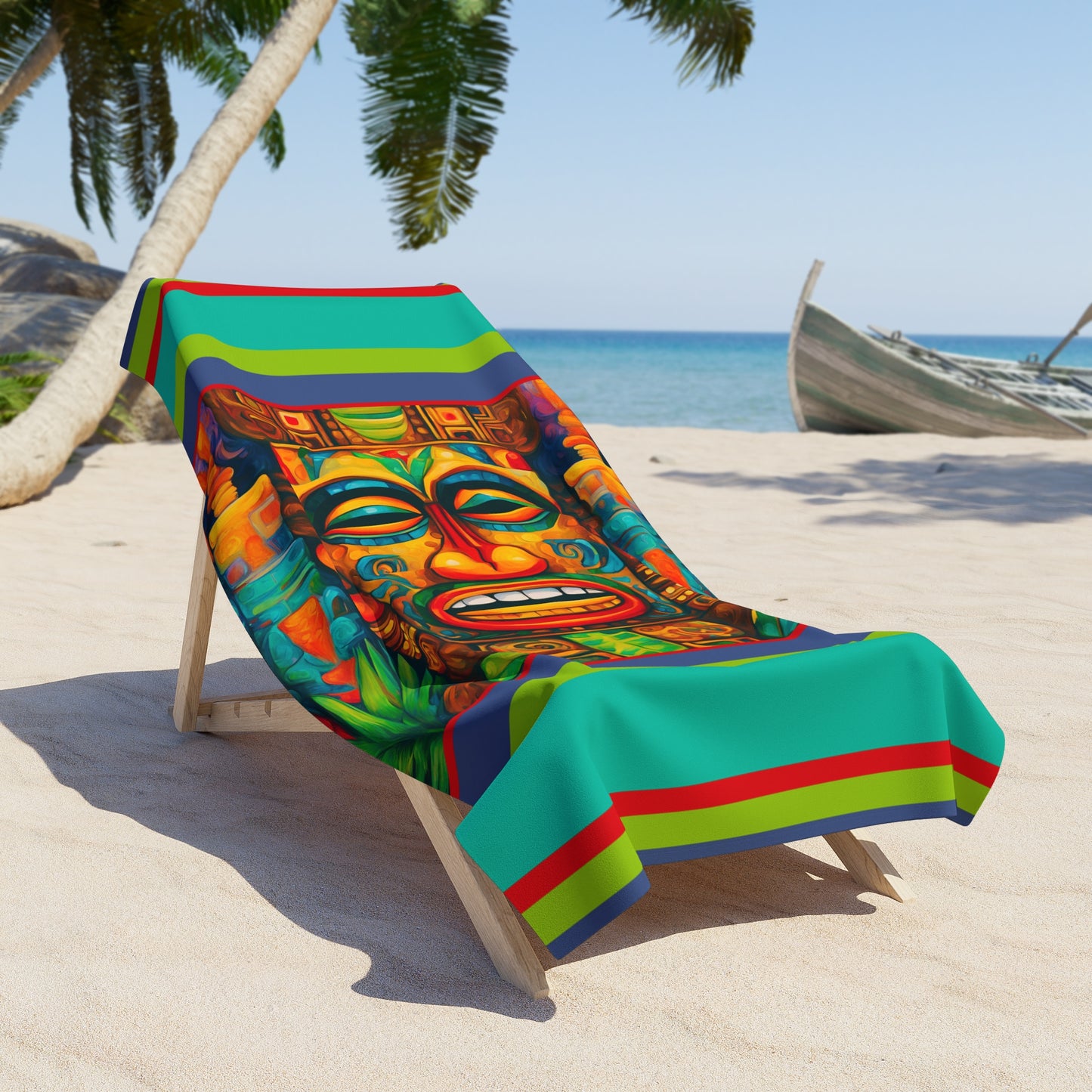 Happy Tiki Beach Towel