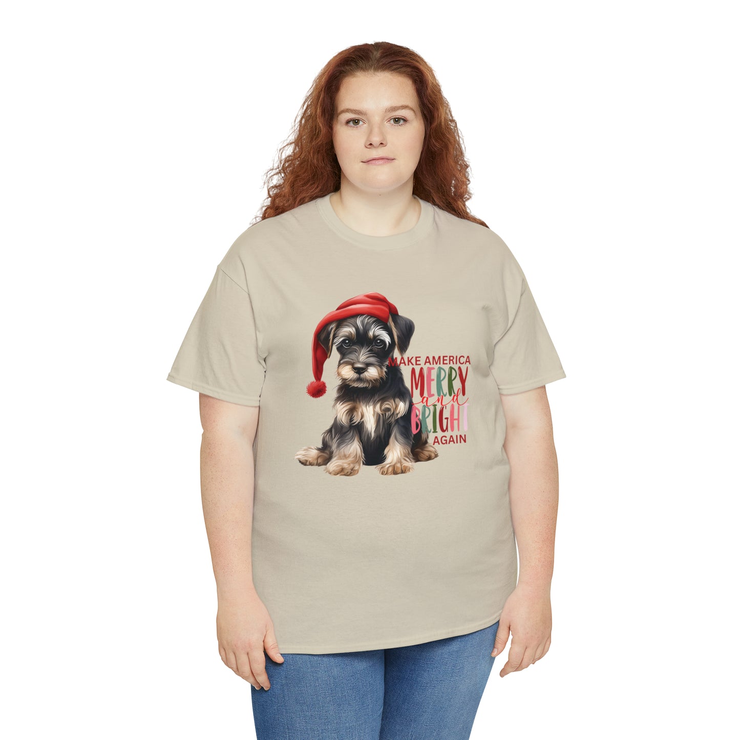 Santa Dog Make America Merry & Bright Again Unisex Heavy Cotton Tee