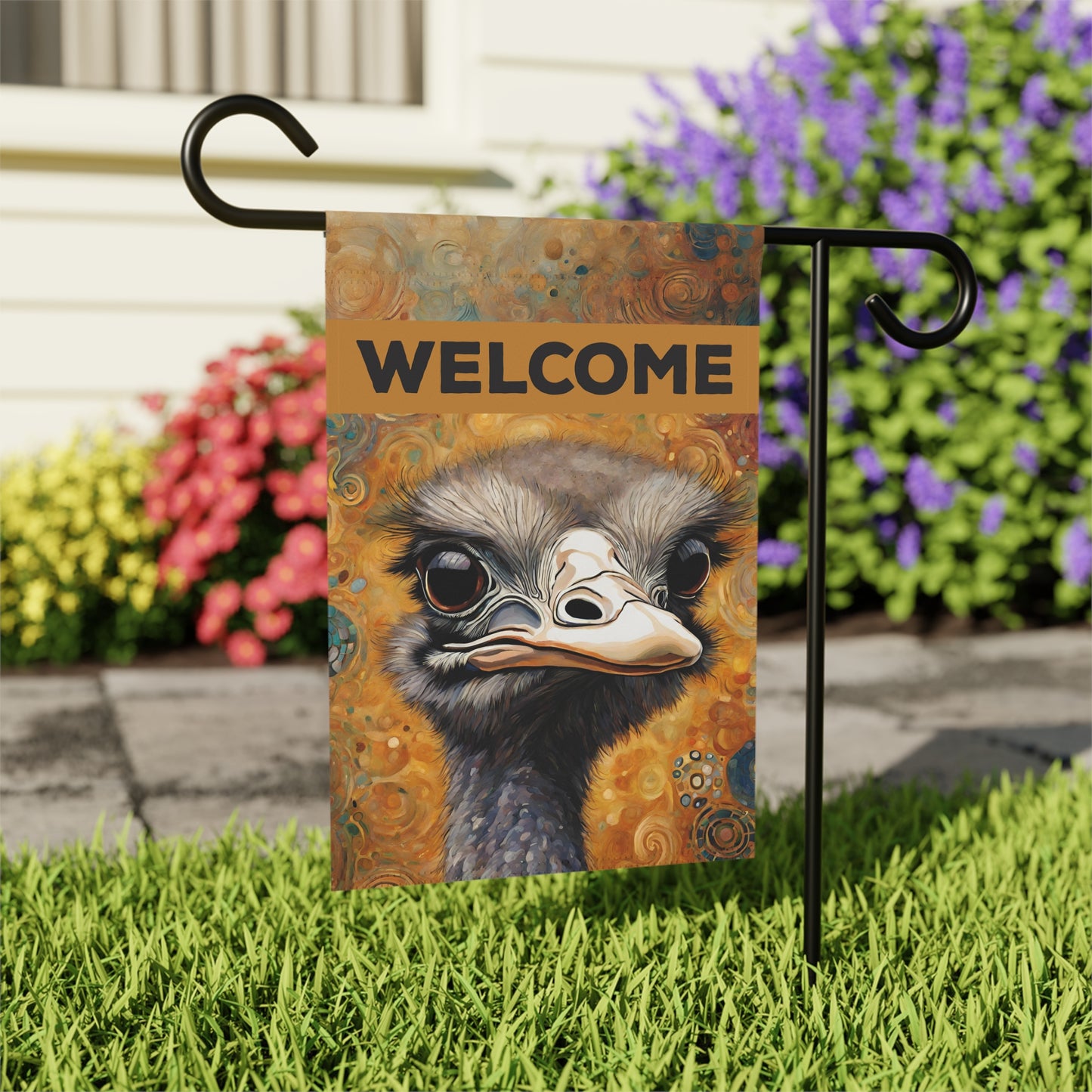 Ostrich Welcome 2-Sided Garden & House Flag/Banner