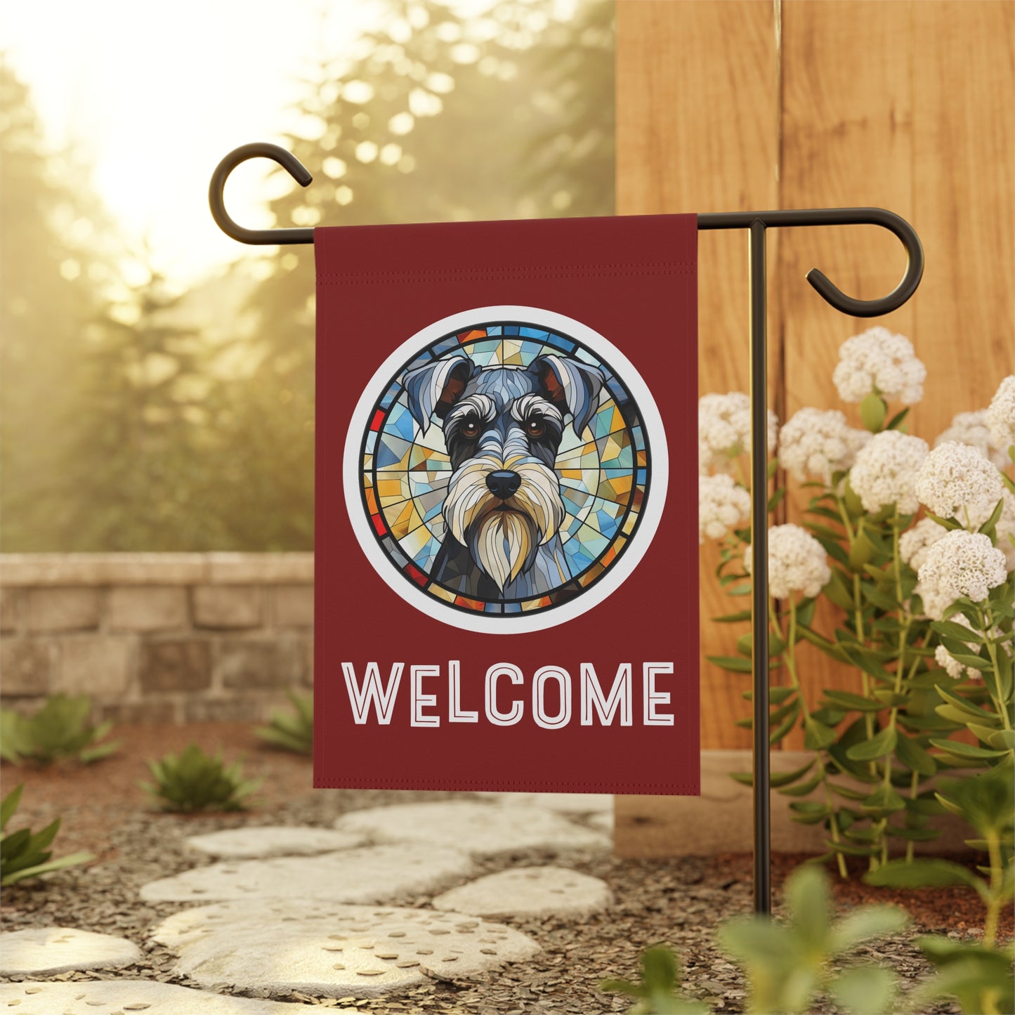 Miniature Schnauzer Welcome 2-Sided Garden & House Flag/Banner