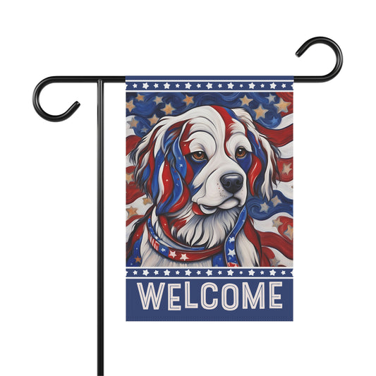 All American Dog Welcome 2-Sided Garden & House Flag/Banner