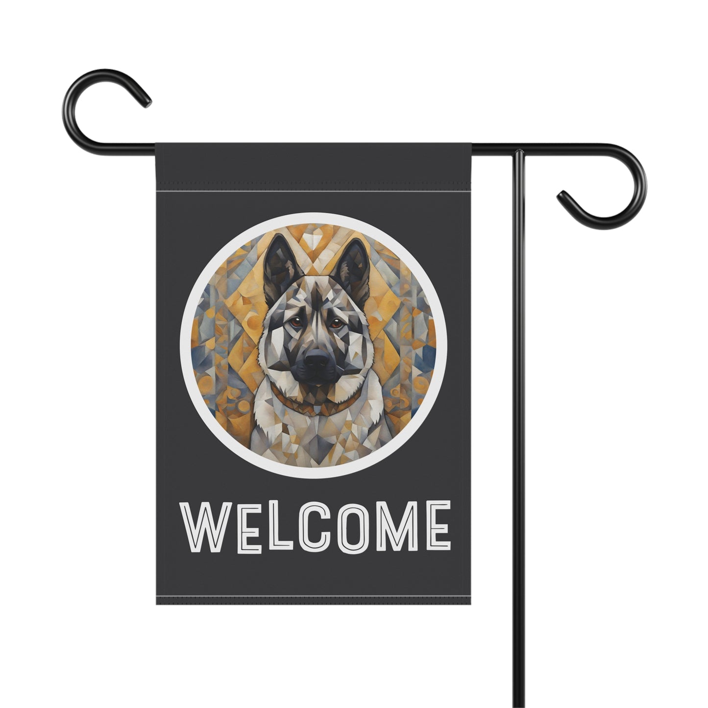 Norwegian Elkhound Welcome 2-Sided Garden & House Flag/Banner