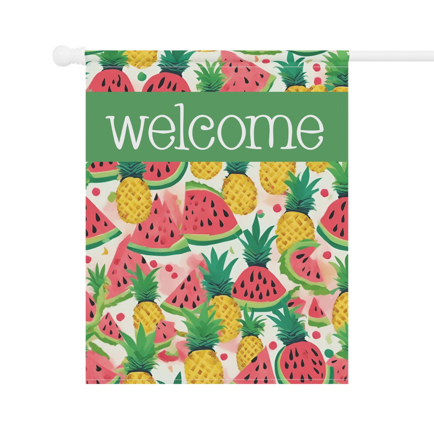 Pineapples & Watermelons Welcome 2-Sided Garden & House Flag/Banner