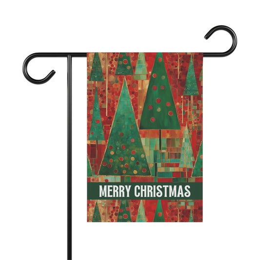 Merry Christmas Trees 2-Sided Garden & House Flag/Banner