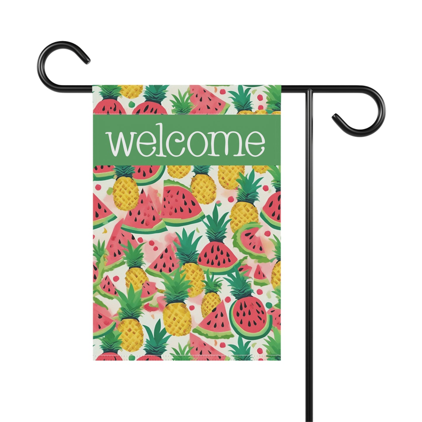 Pineapples & Watermelons Welcome 2-Sided Garden & House Flag/Banner