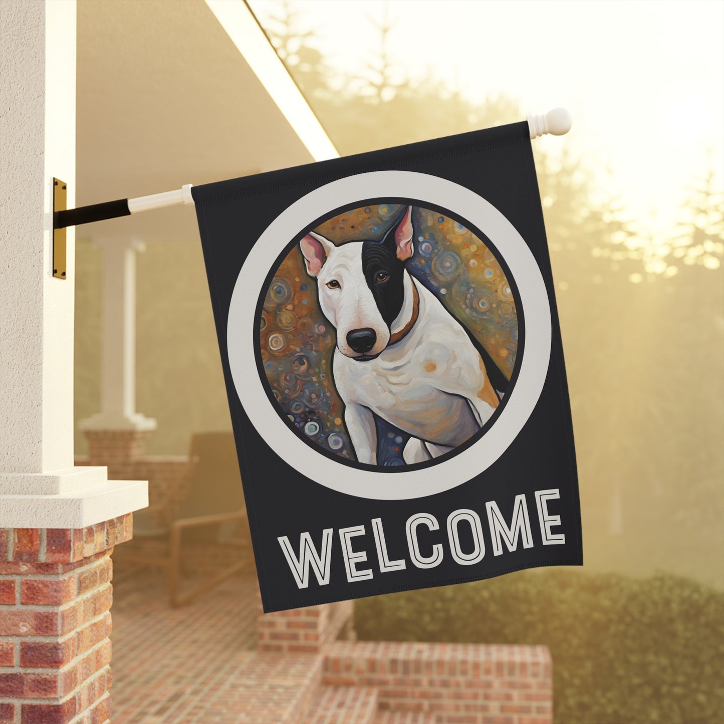 Bull Terrier Welcome 2-Sided Garden & House Flag/Banner