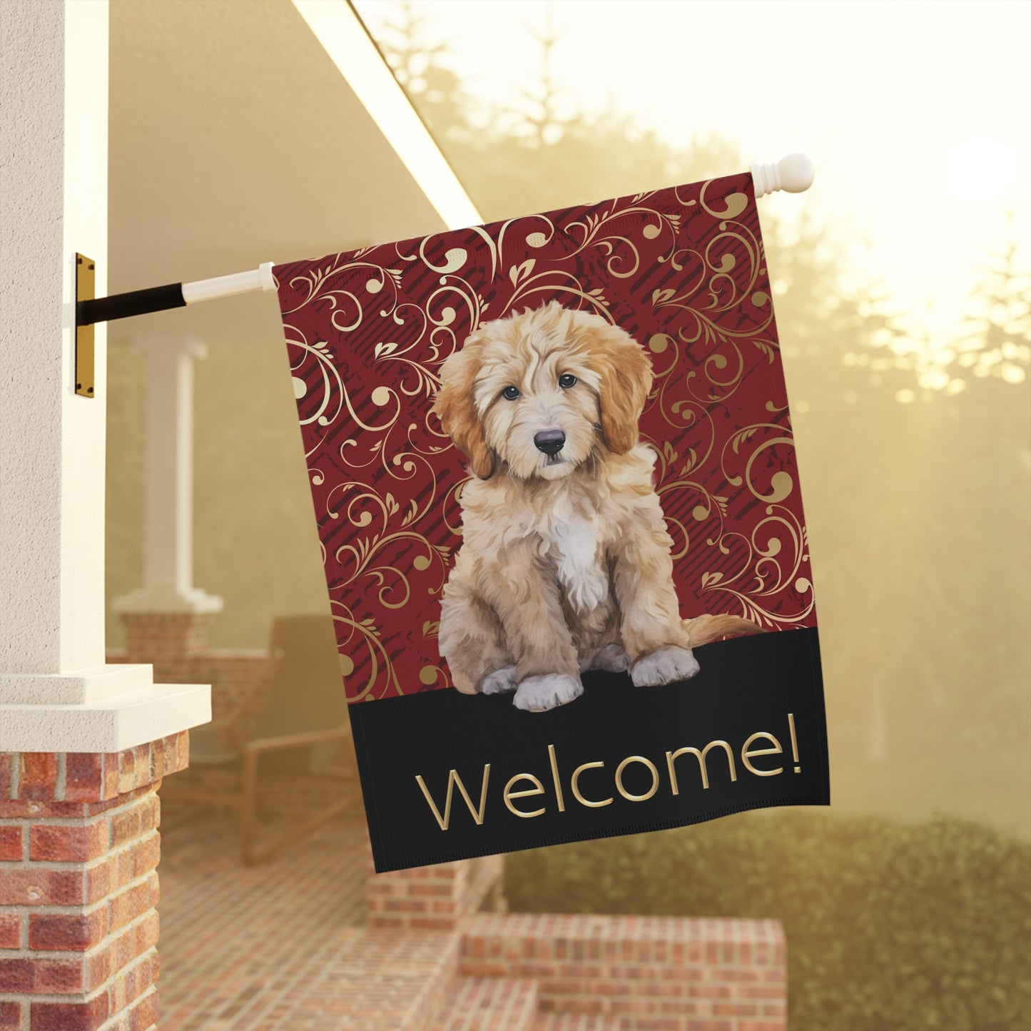 Goldendoodle Welcome 2-Sided Garden & House Flag/Banner